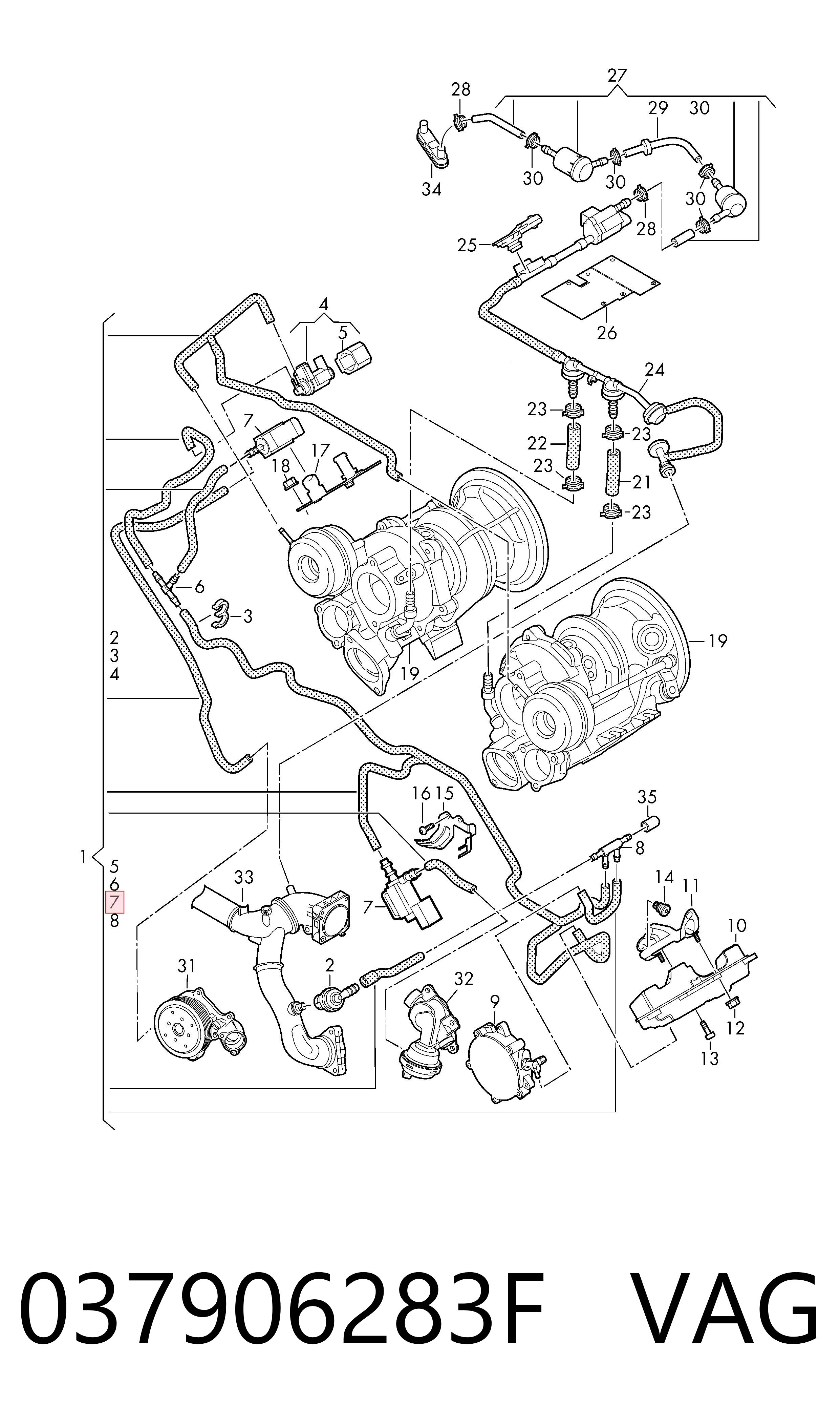 037906283F VAG Válvula solenoide de control de presión de sobrealimentación