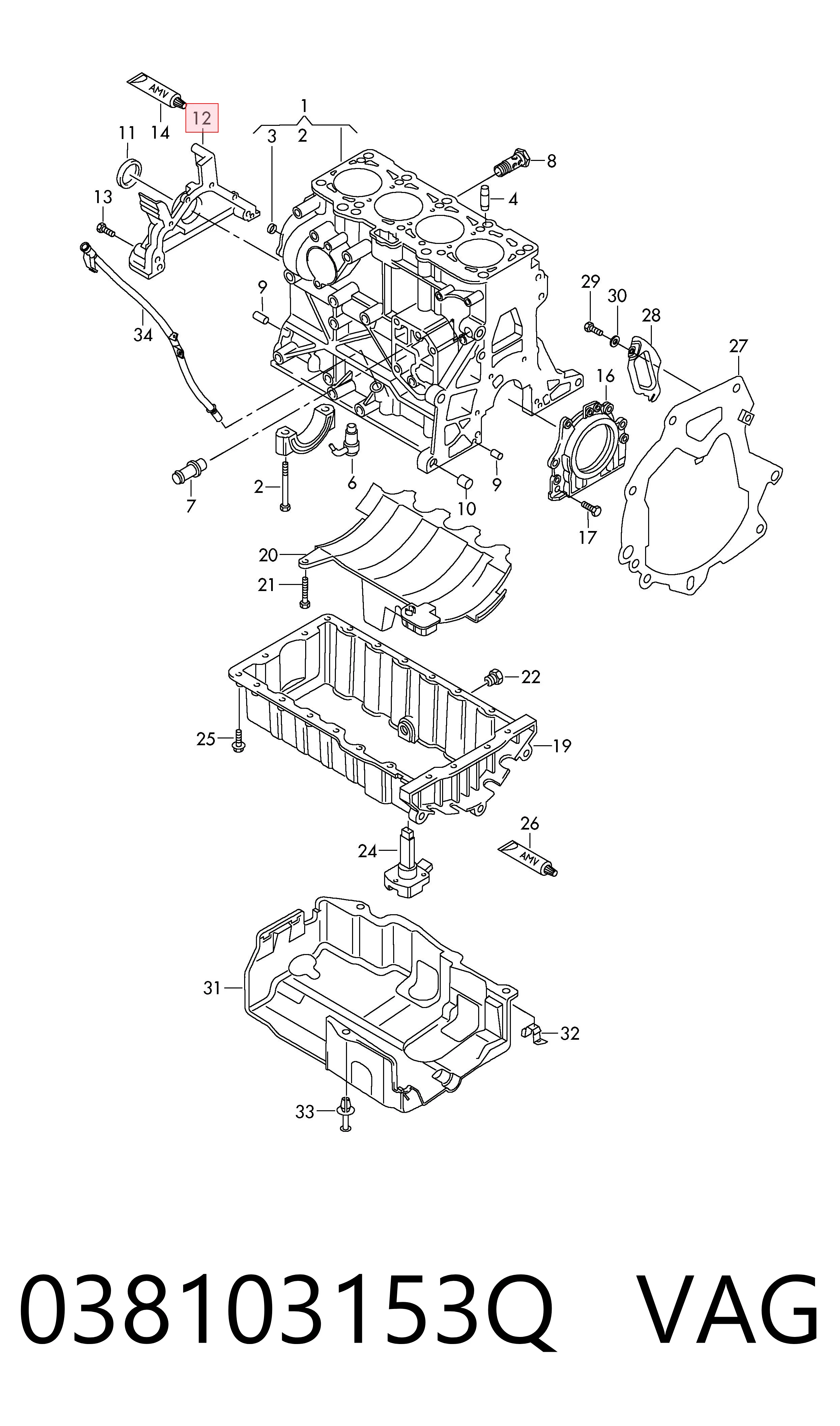 Tapa delantera del motor VAG 038103153Q precio, desde 127,23 EUR