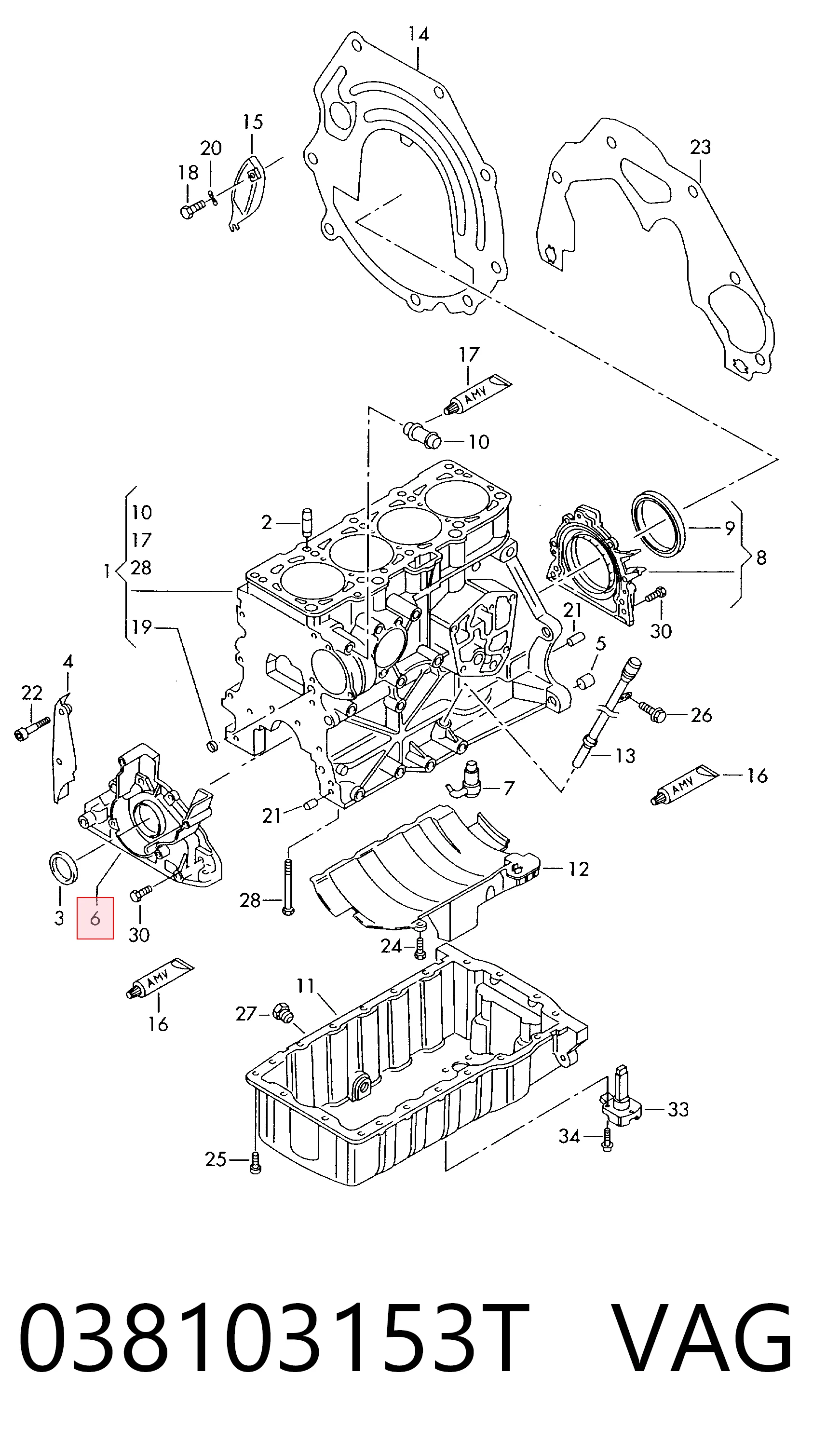 038103153T VAG Tapa delantera del motor