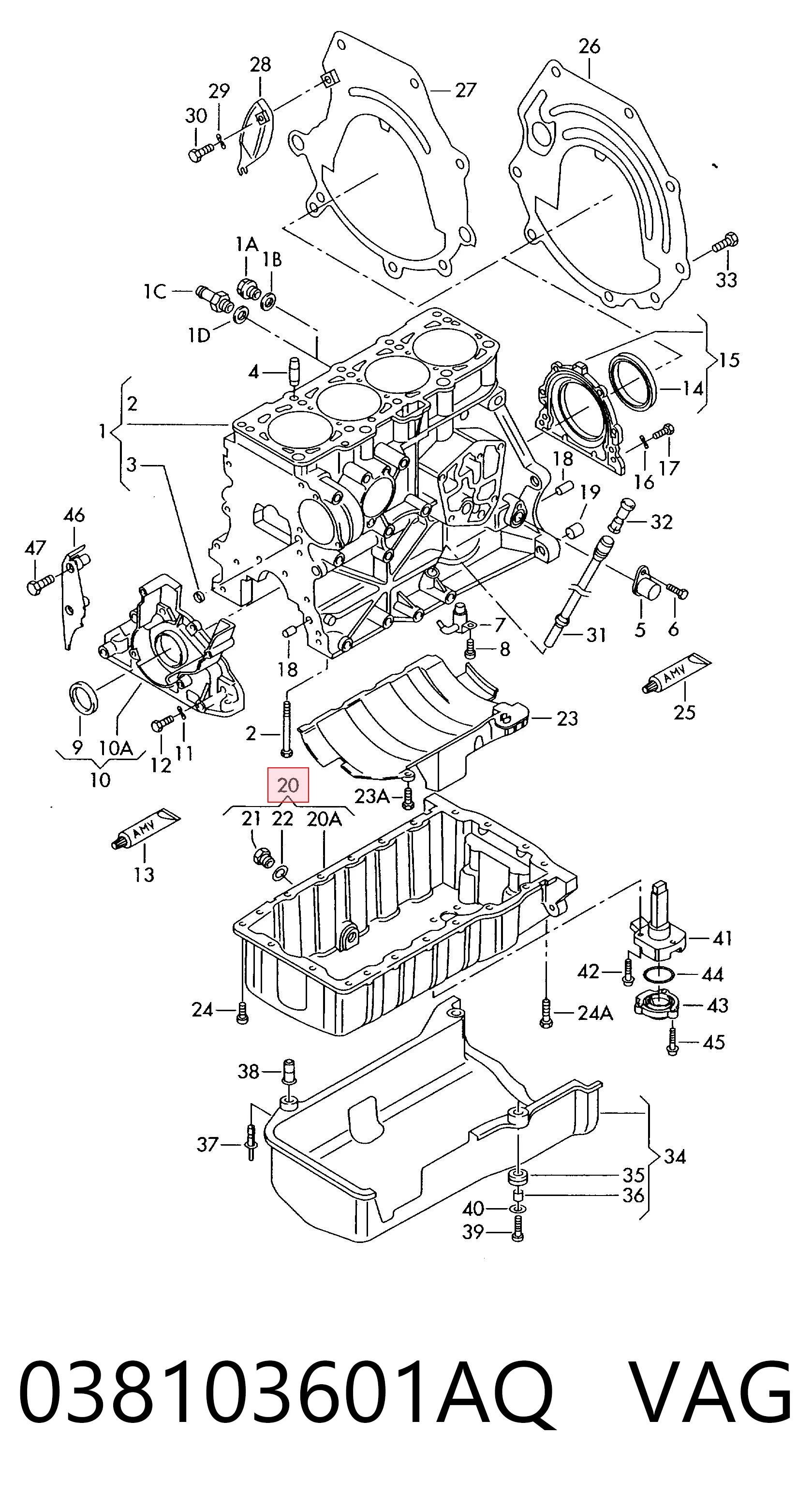 038103601AQ VAG Cárter de aceite del motor