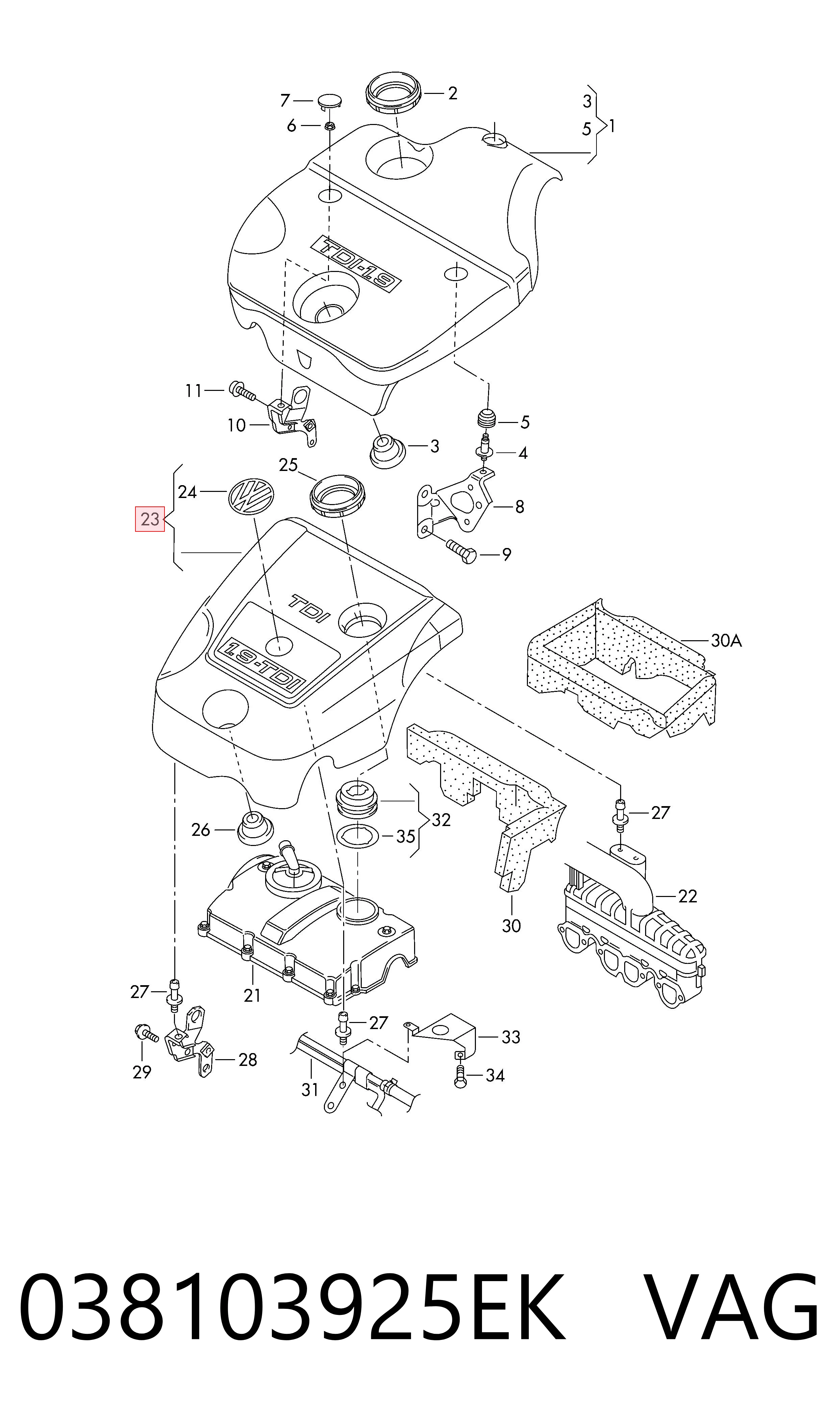 Tapa del motor decorativa para Volkswagen Golf IV 1J1