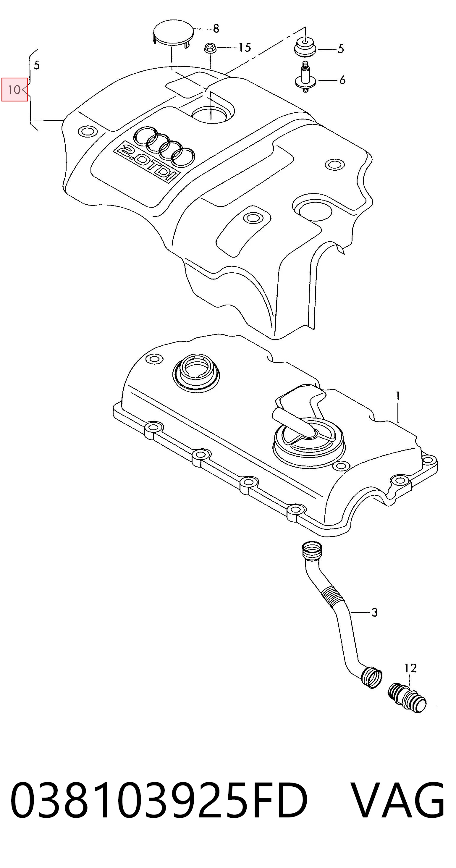 Tapa del motor decorativa para Audi A4 B7 8ED