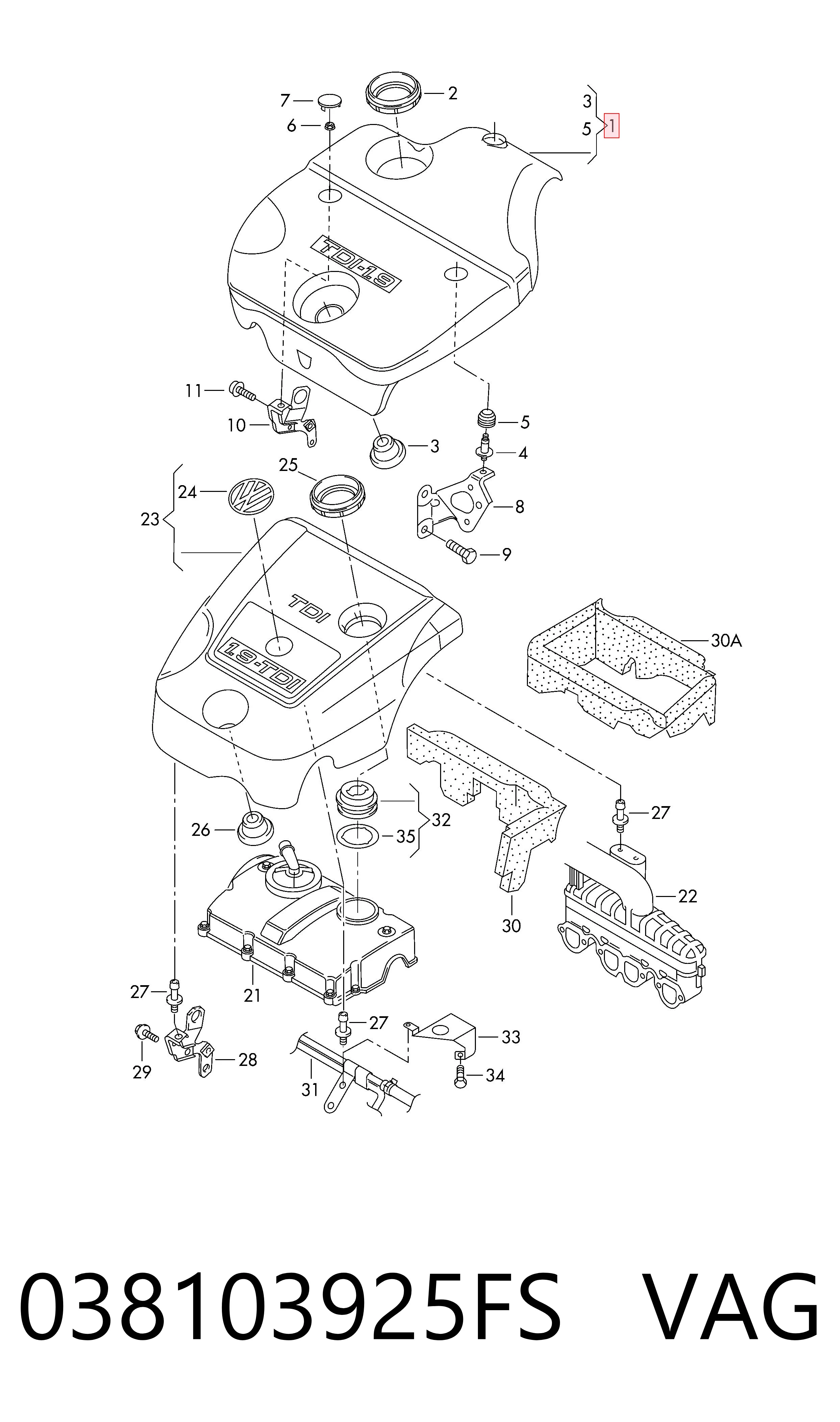 Comprar Cubierta decorativa del motor Volkswagen Caddy II 9K9 a bajo precio