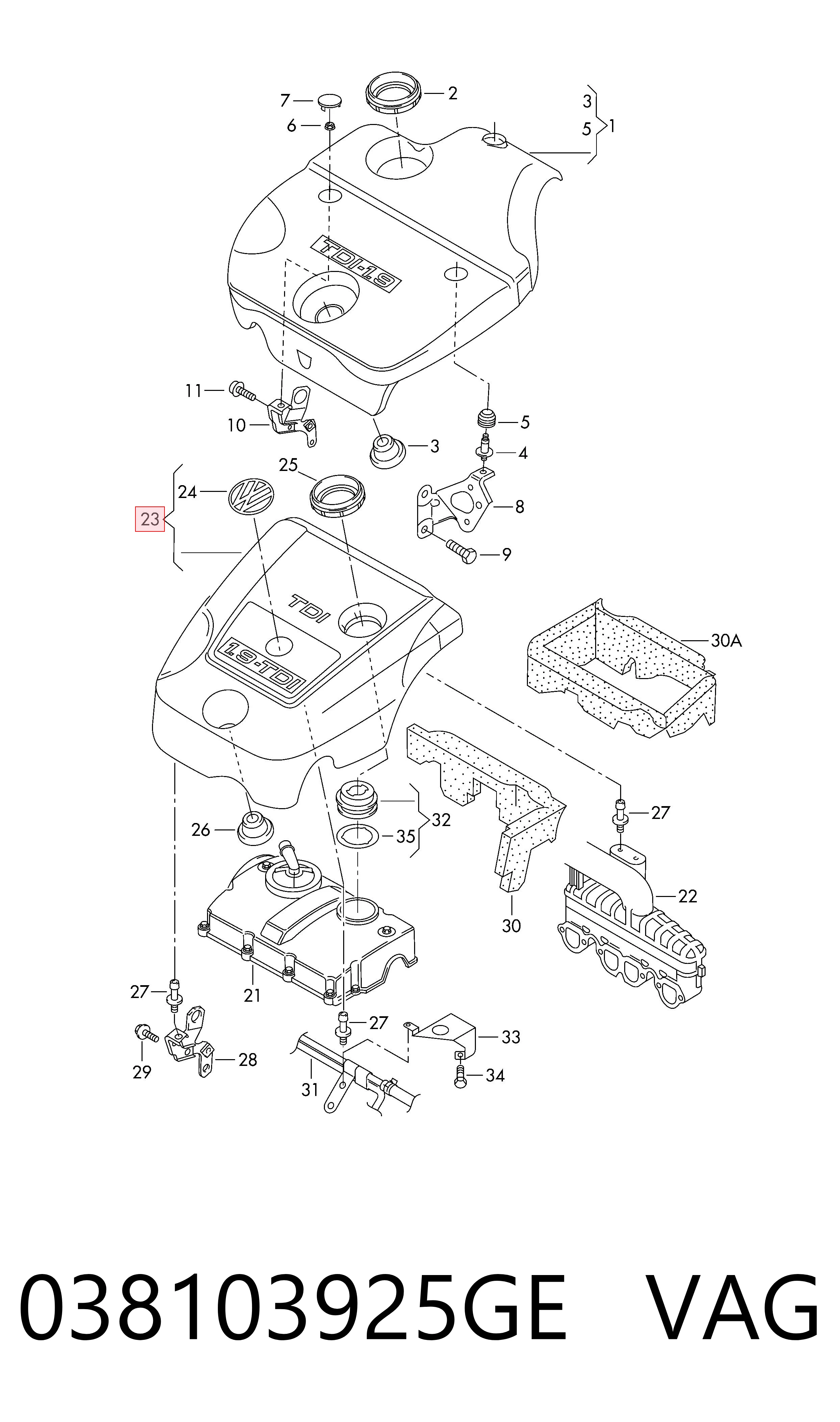 Comprar Cubierta decorativa del motor Volkswagen Golf IV 1J1 a bajo precio