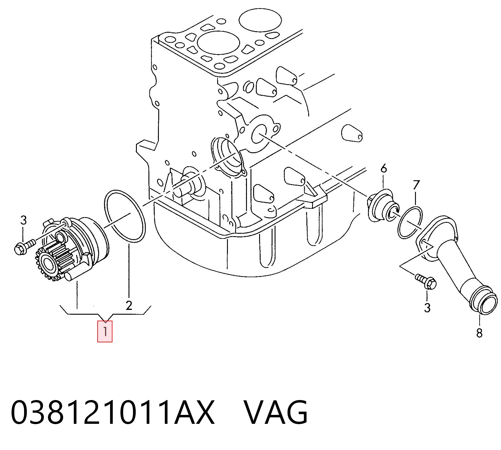 038121011AX VAG Bomba refrigerante coche