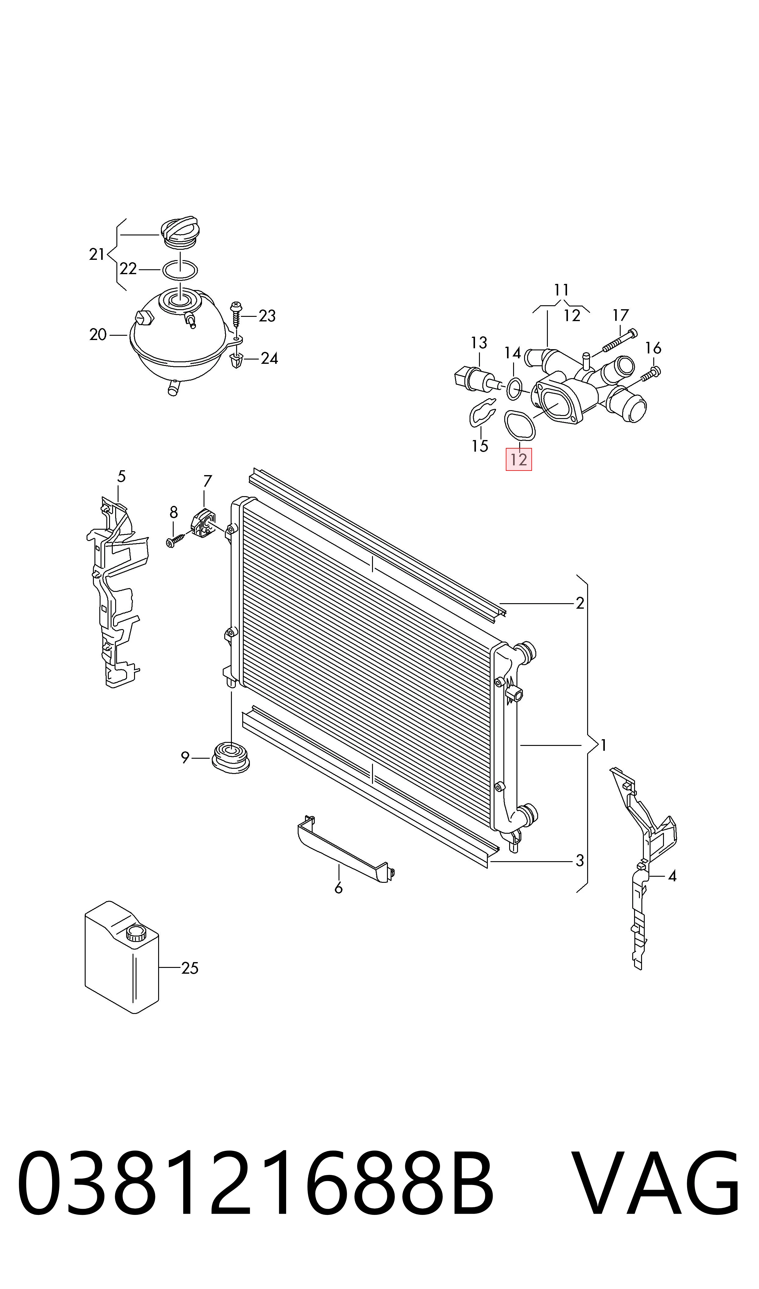 Comprar 038121688B VAG Junta de brida del sistema de refrigeración