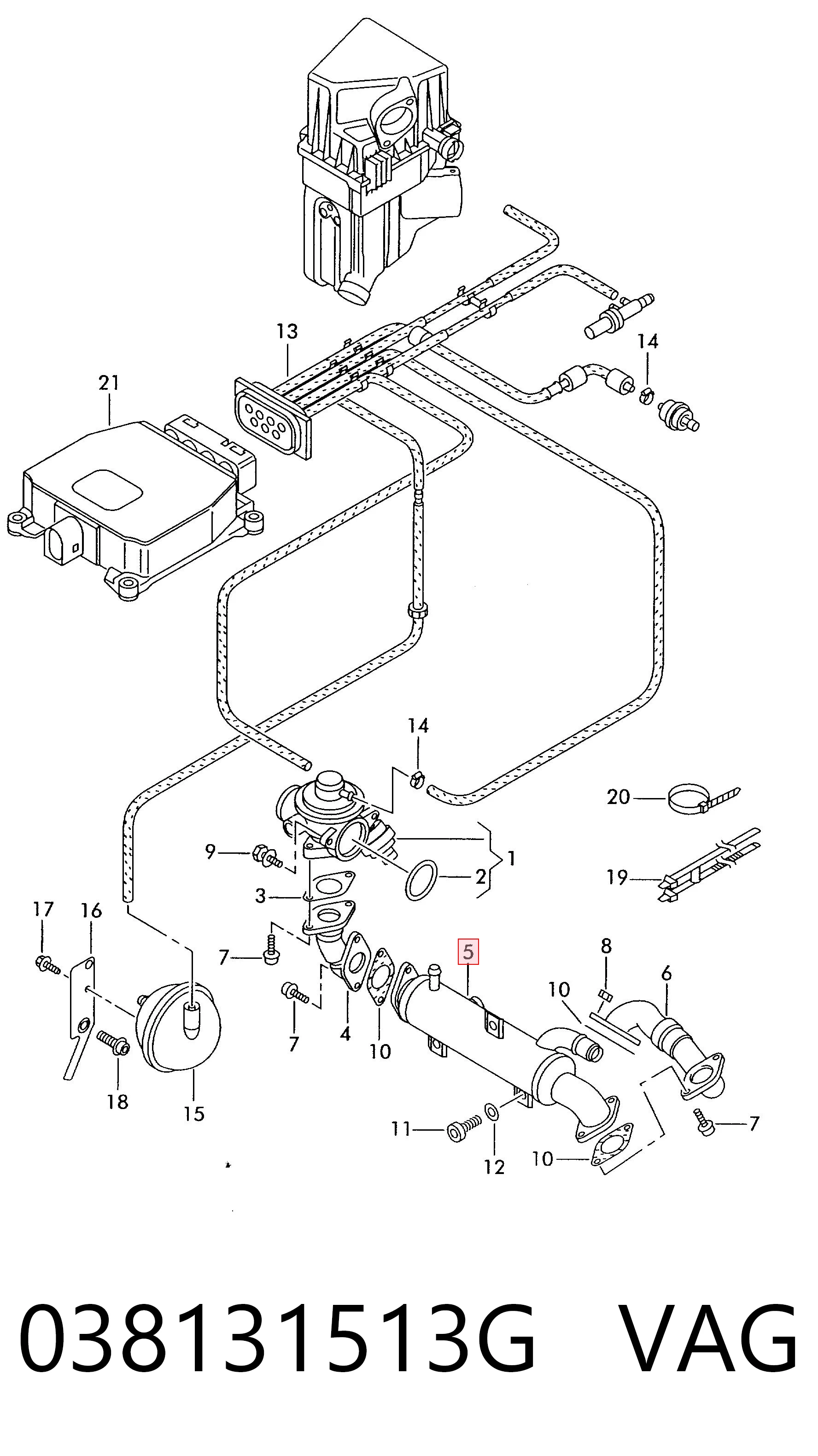 038131513G VAG Enfriador de recirculación de gases de escape EGR