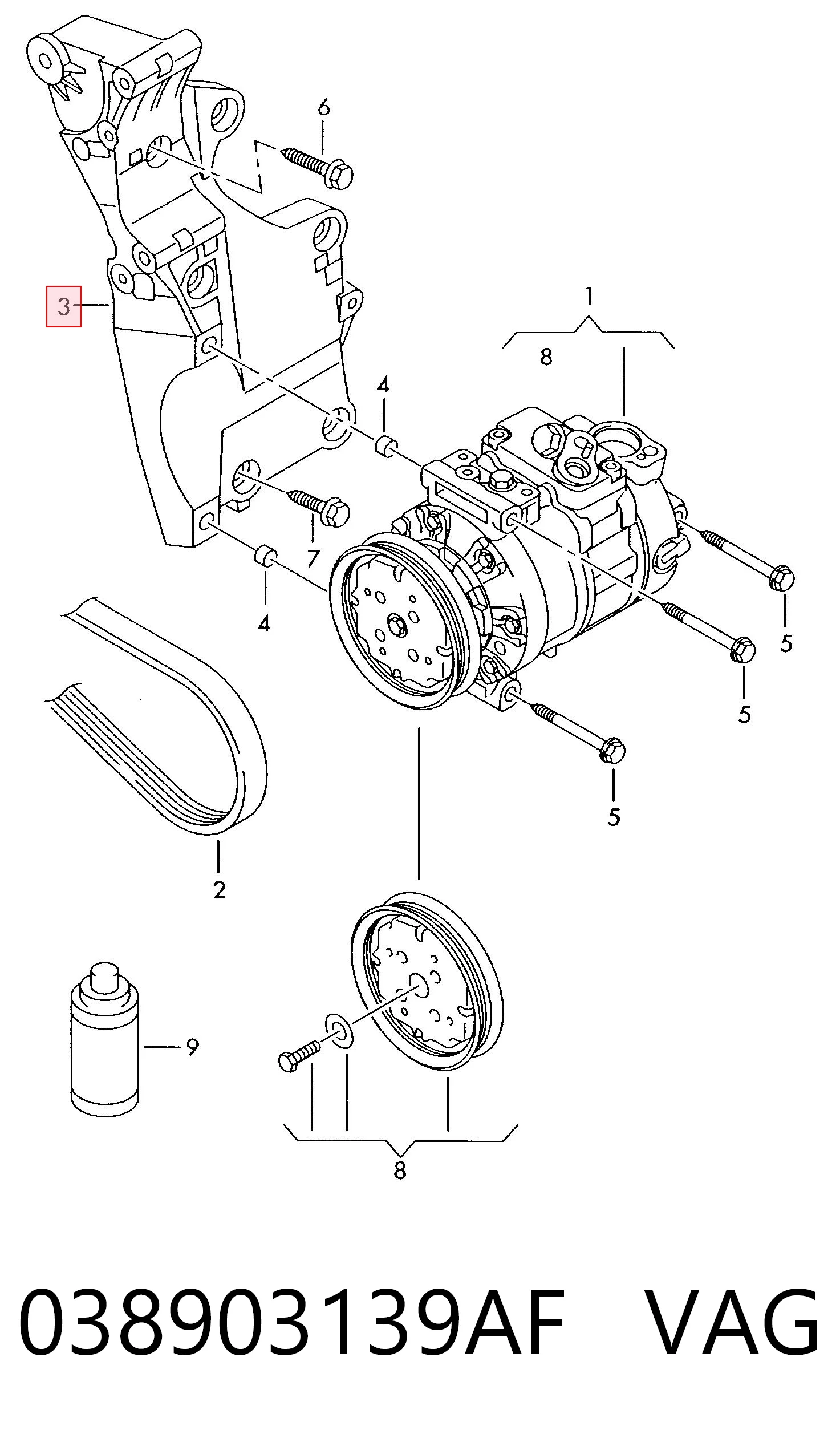 038903139AF VAG Soporte alternador