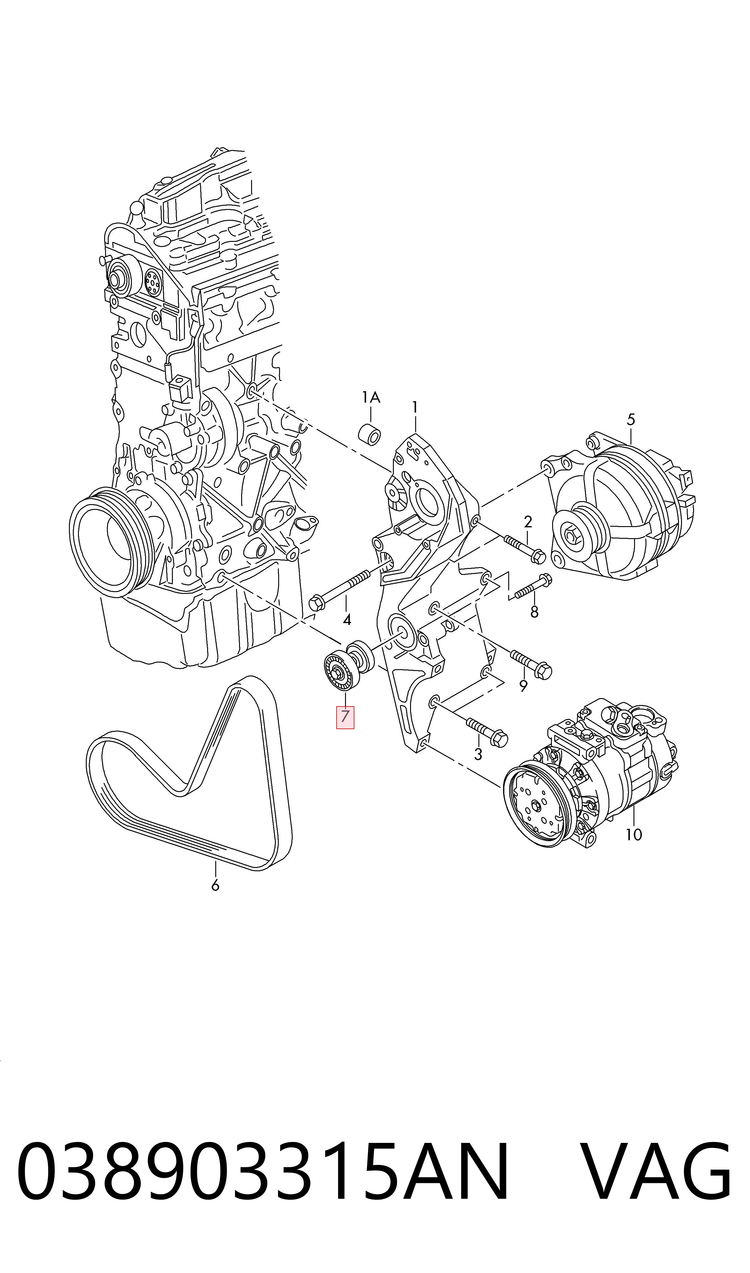 038903315AN VAG Tensor de correa de alternador