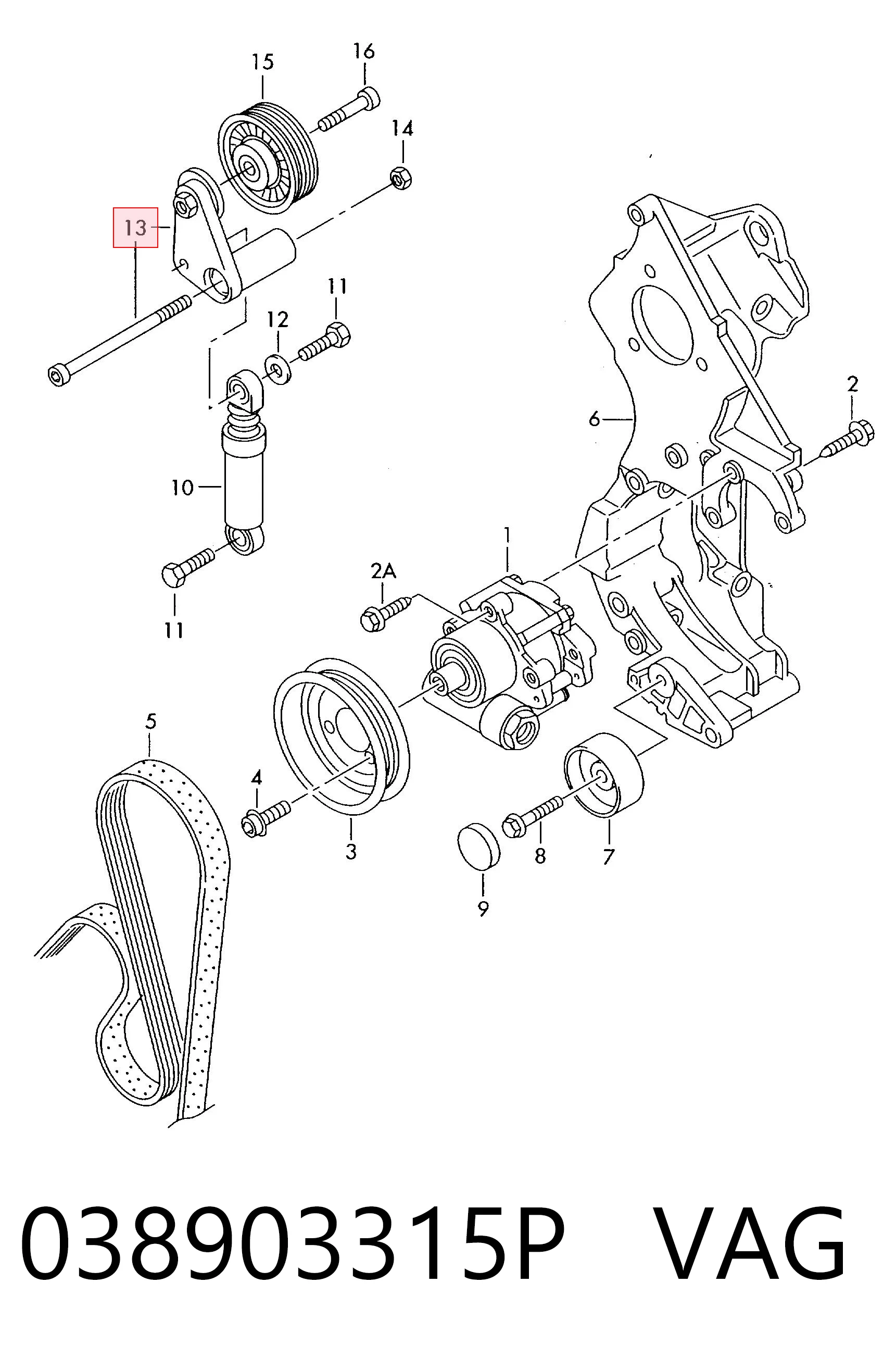 038903315P VAG Tensor de correa de alternador