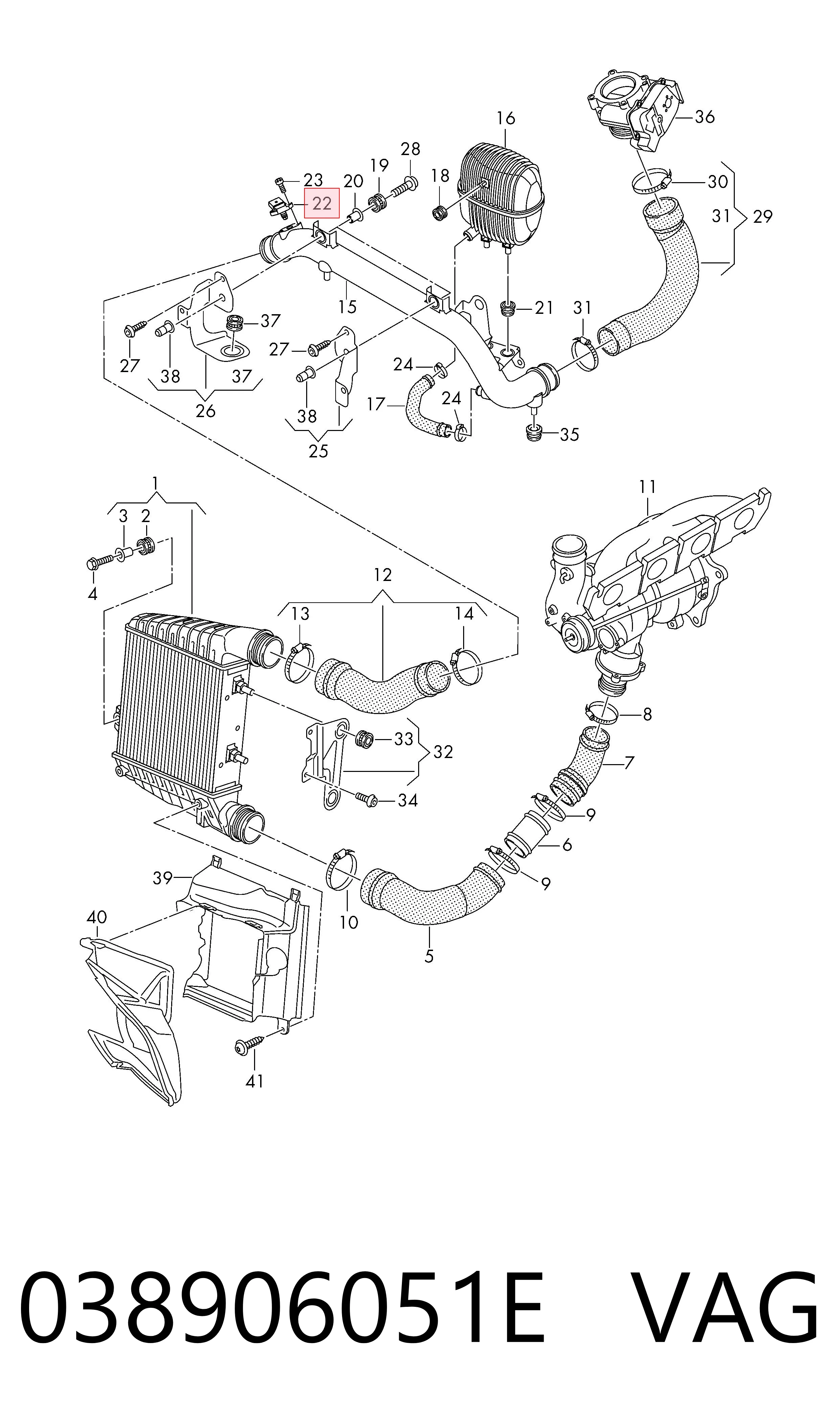 038906051E VAG Sensor de presión de sobrealimentación
