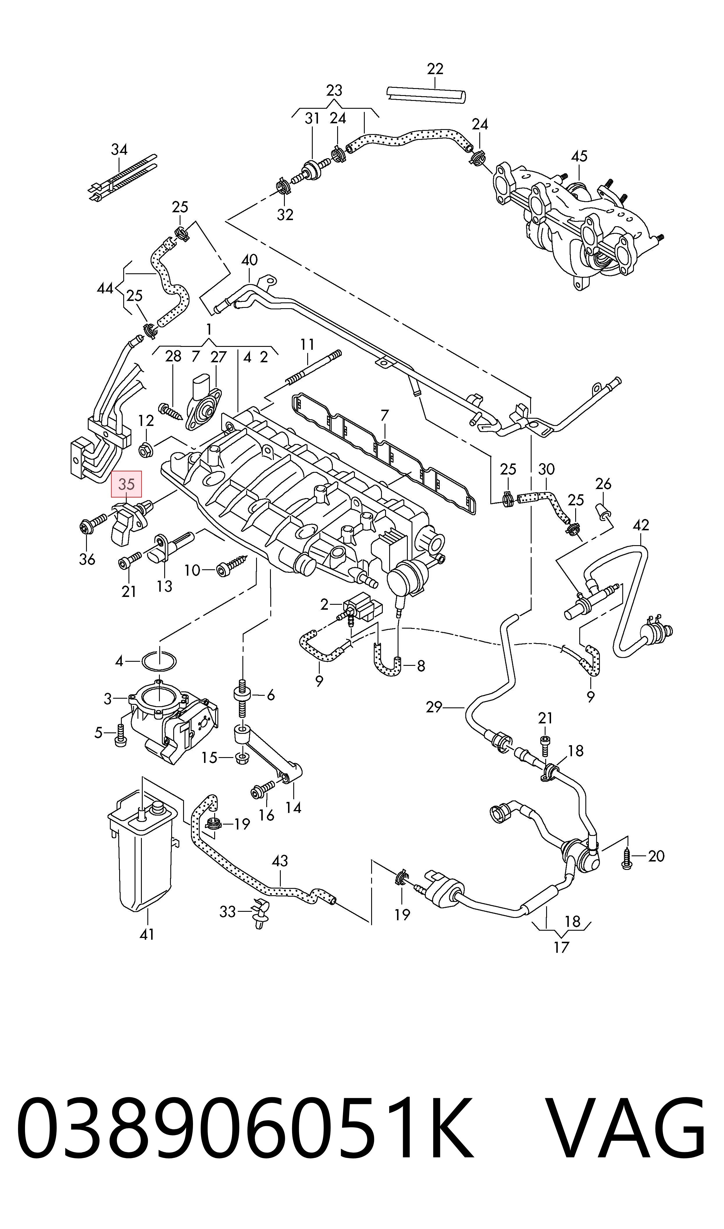 038906051K VAG Sensor de presión de sobrealimentación