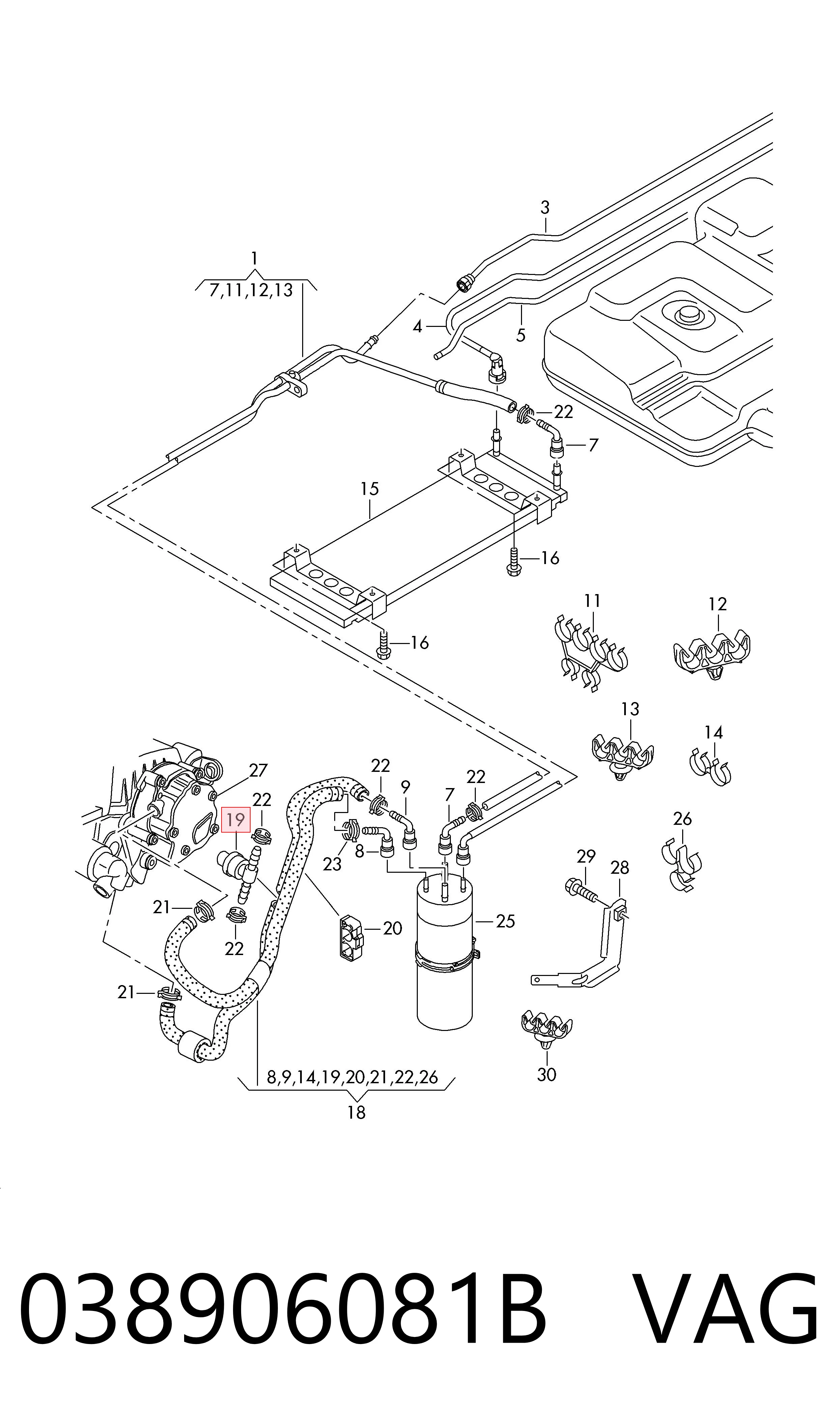 038906081B VAG Sensor de temperatura de combustible