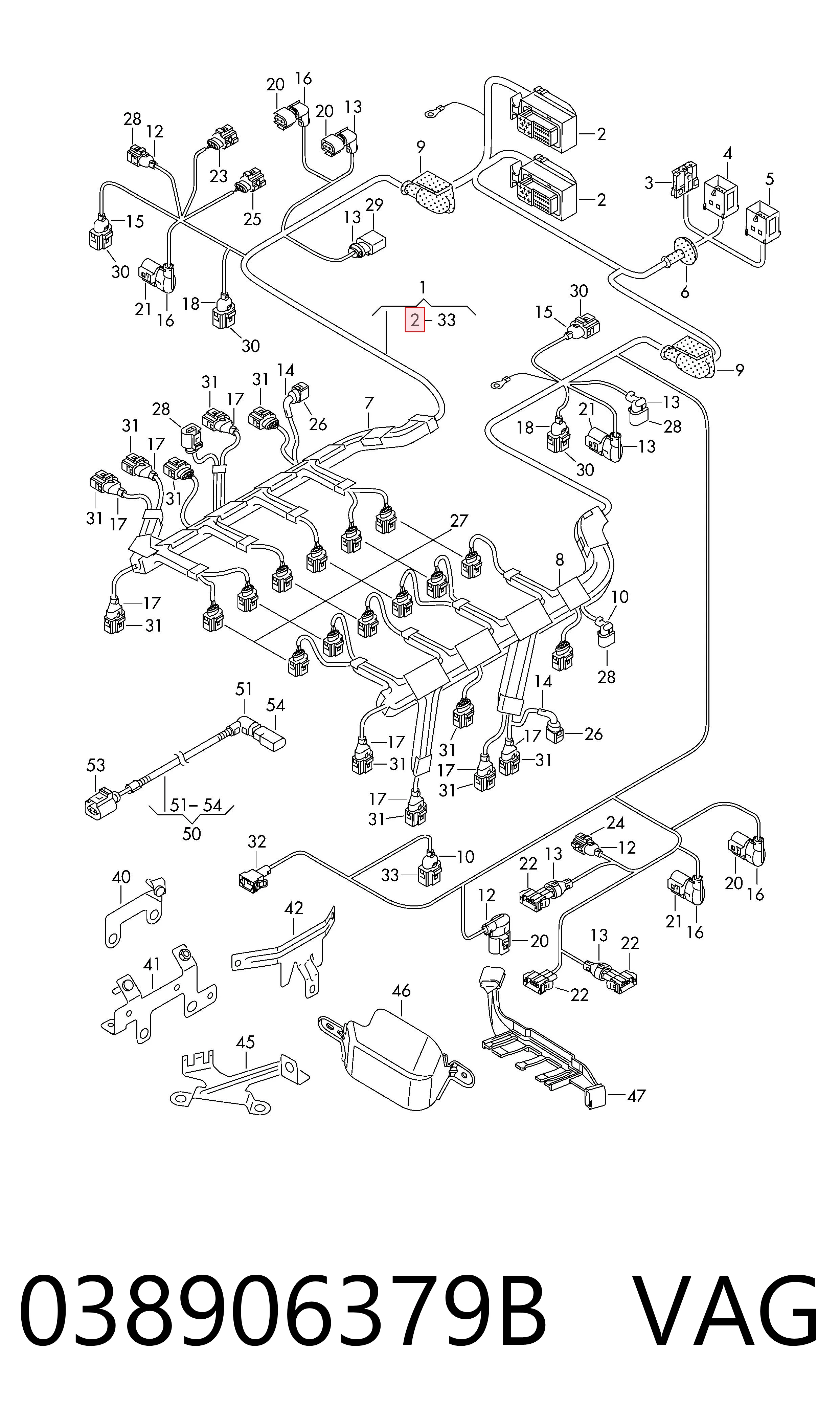 038906379B VAG Conector de la unidad de control del motor