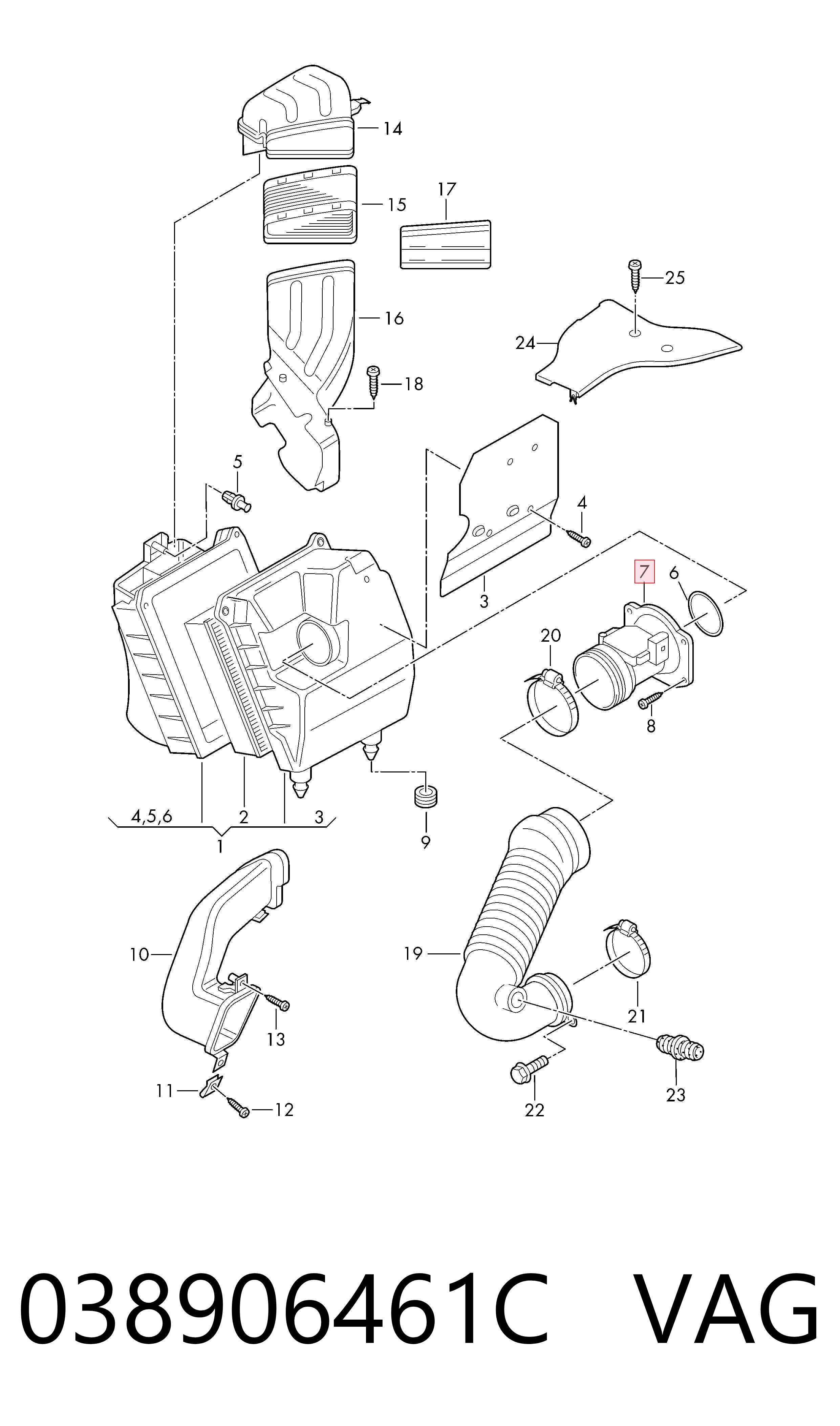 038906461C VAG Sensor de flujo de aire