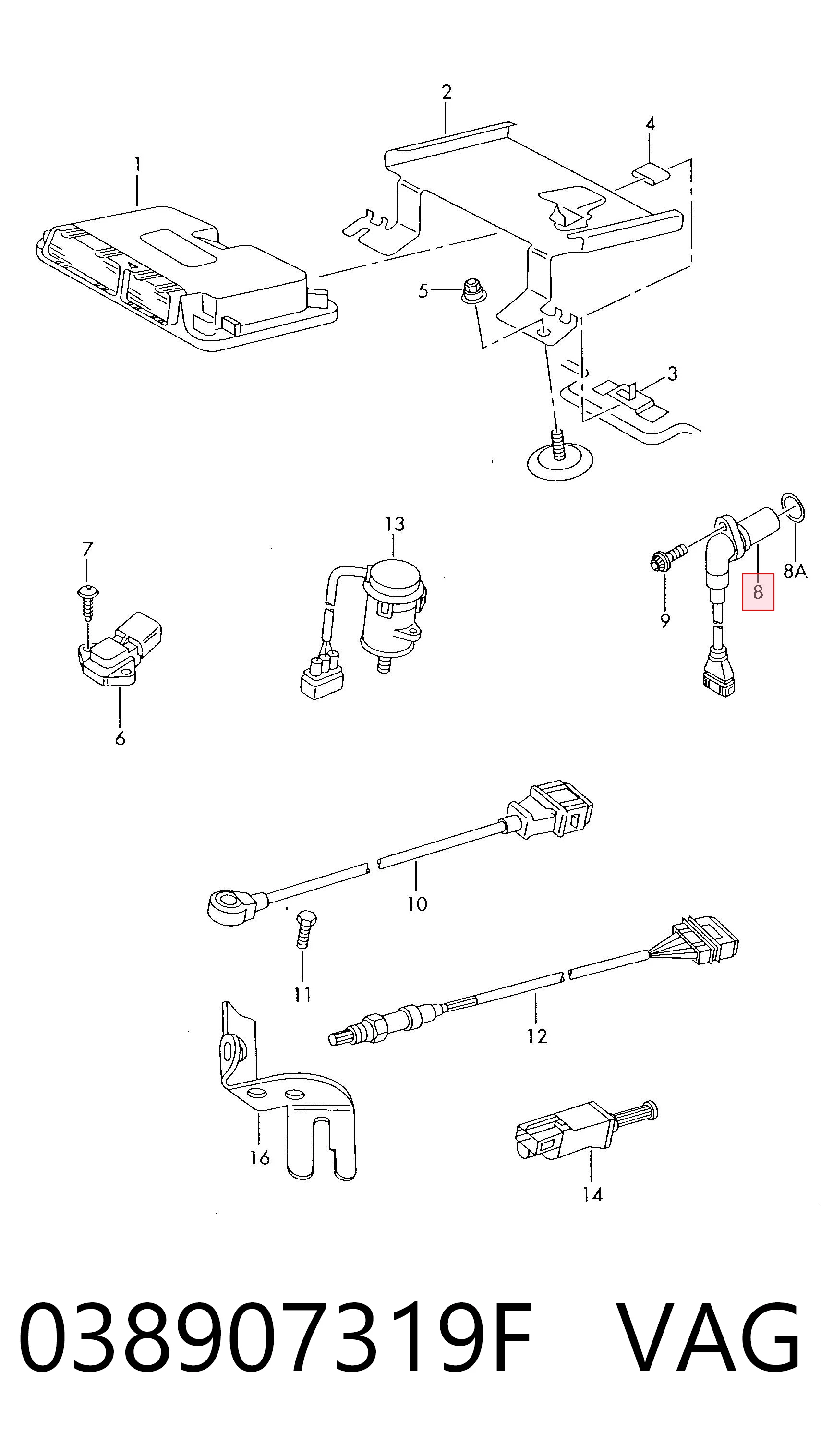 038907319F VAG Sensor de posición del cigüeñal