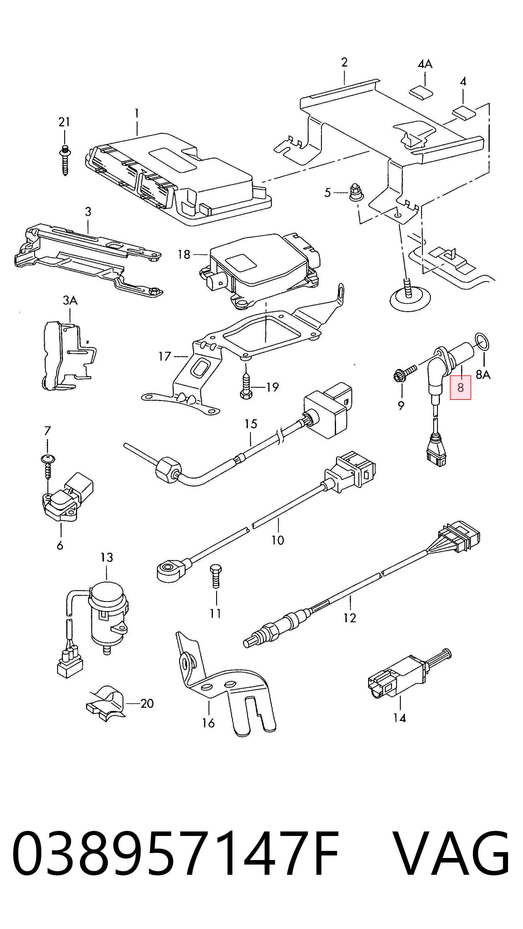 038957147F VAG Sensor de posición del cigüeñal