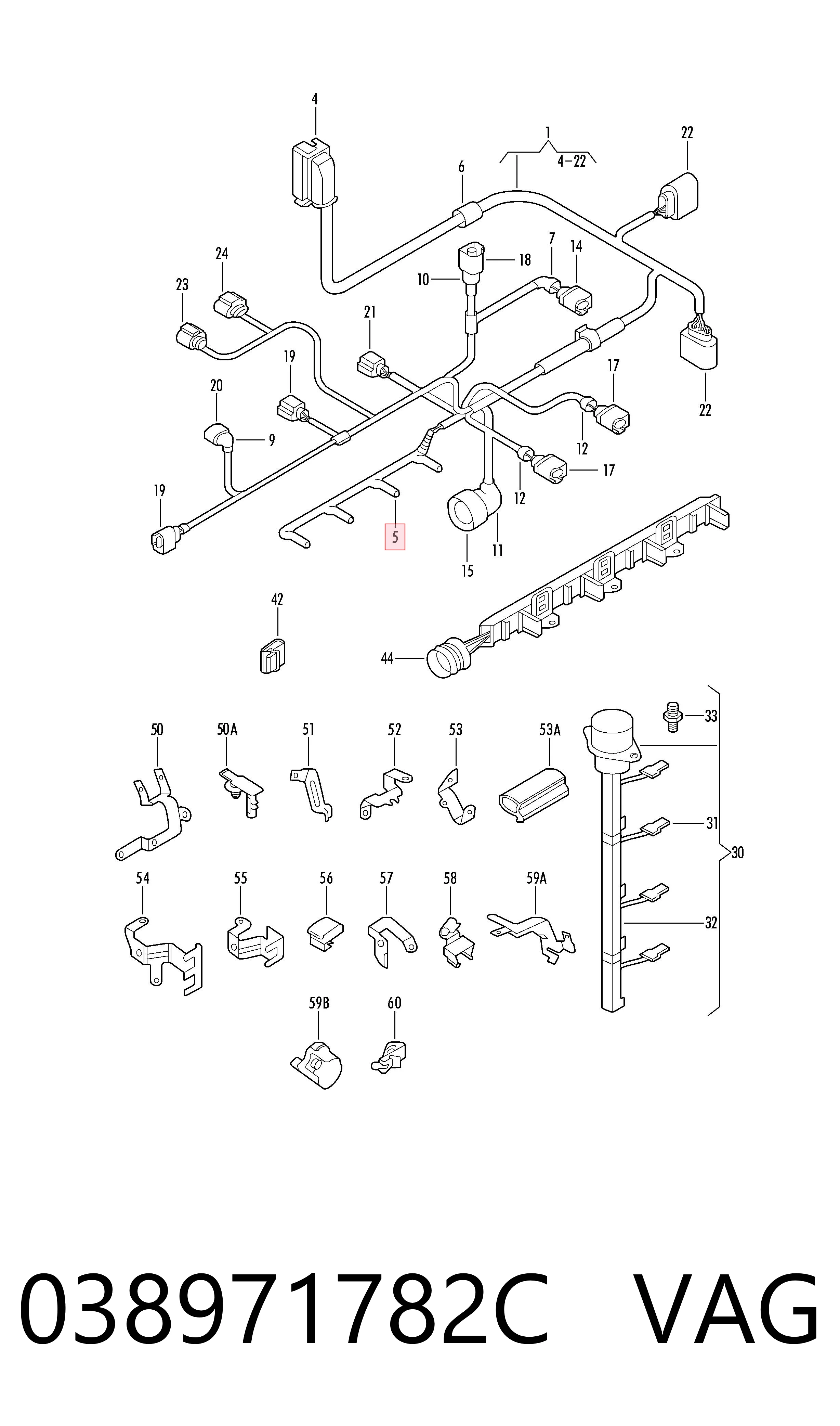 038971782C VAG Cable de bujías de precalentamiento