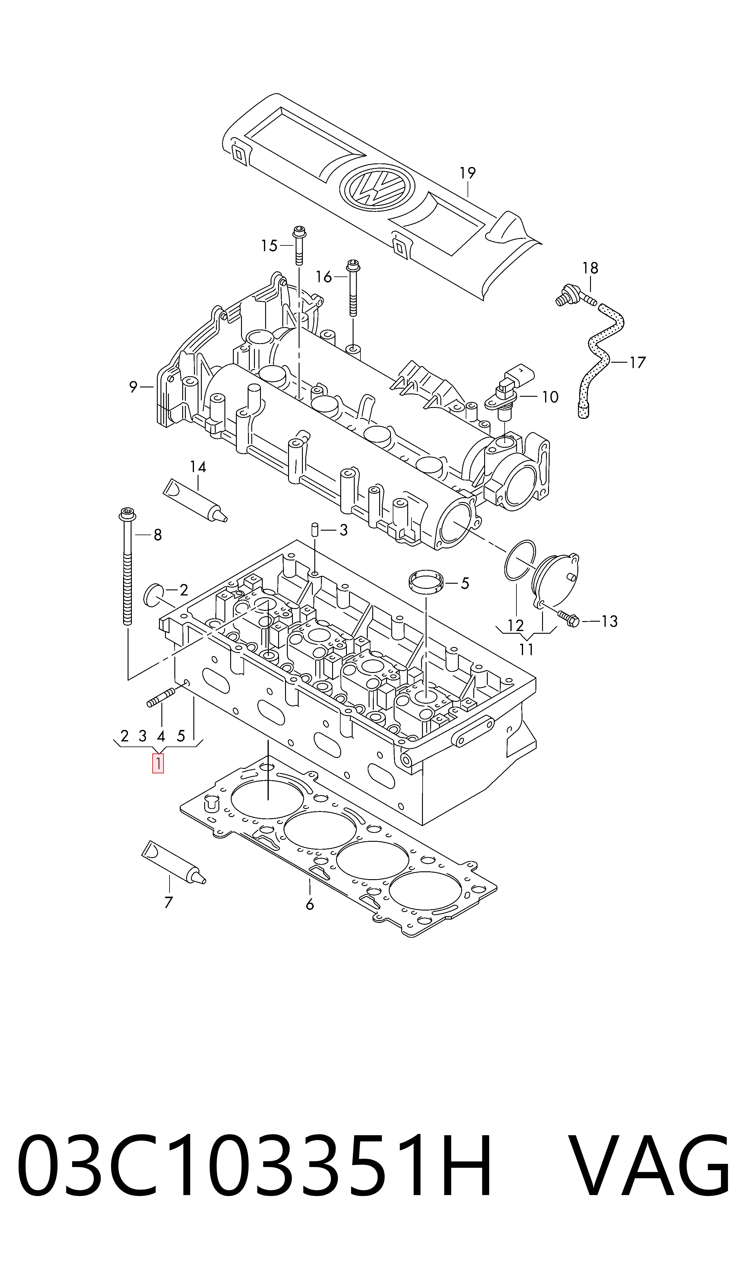 03C103351H VAG Cabeza del motor