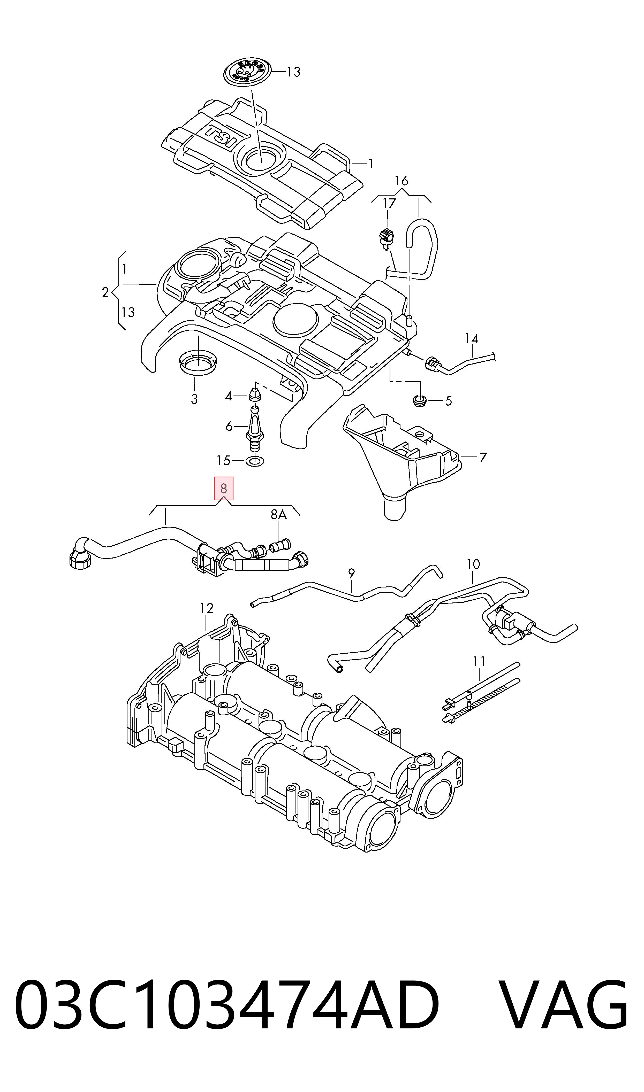 Comprar 03C103474AD VAG Válvula PCV