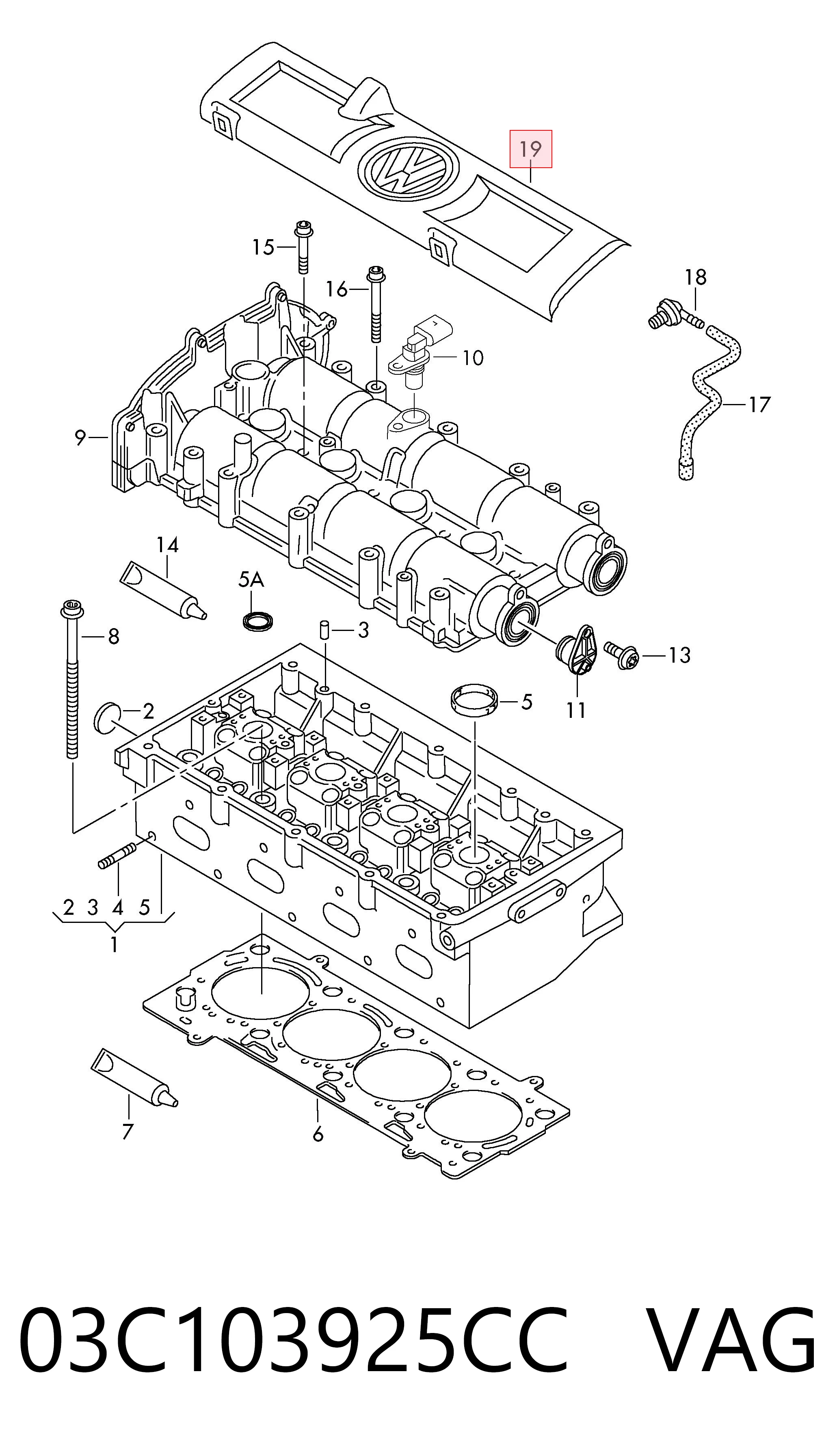 03C103925CC VAG Tapa del motor decorativa