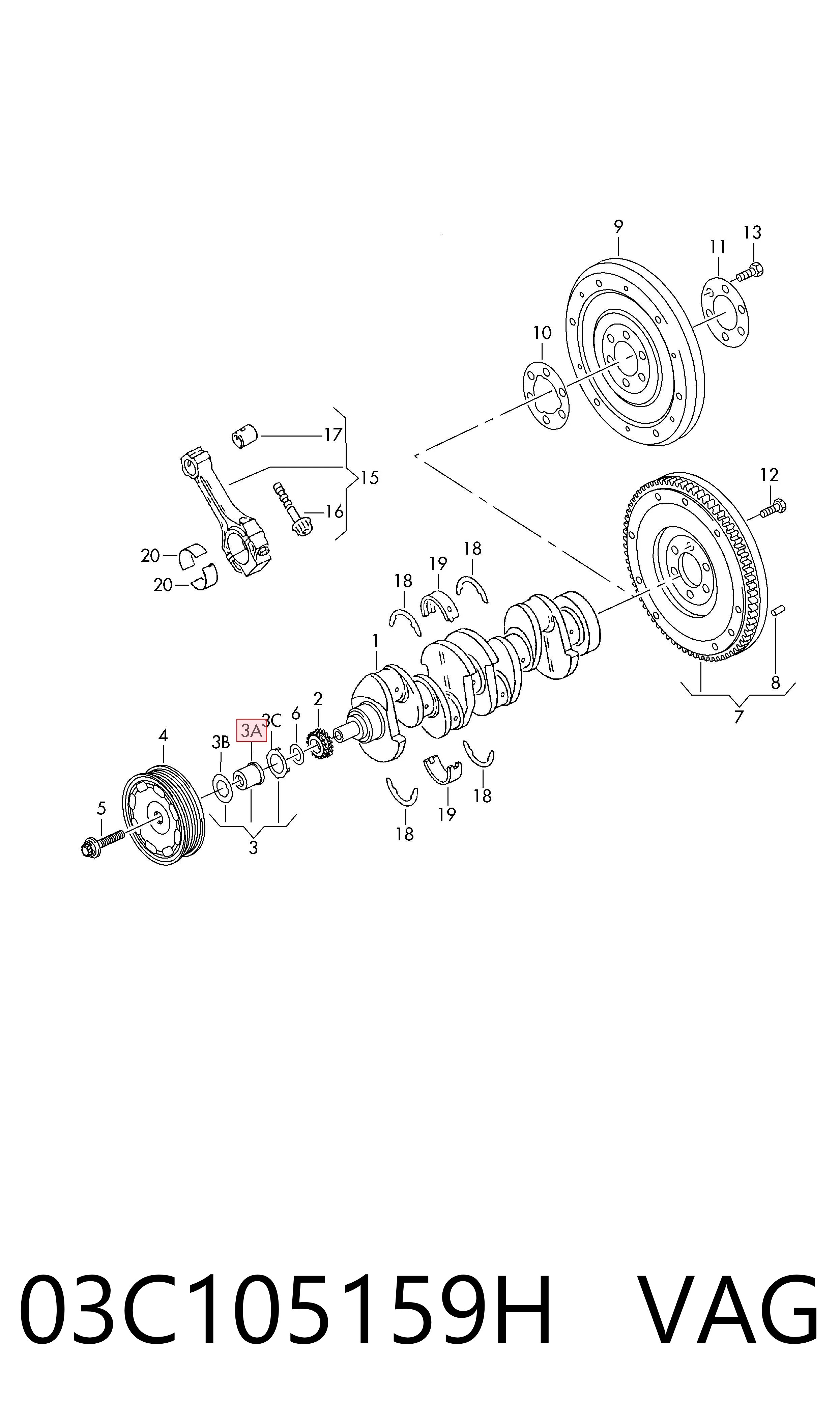 03C105159H VAG Cojinete piloto del cigüeñal