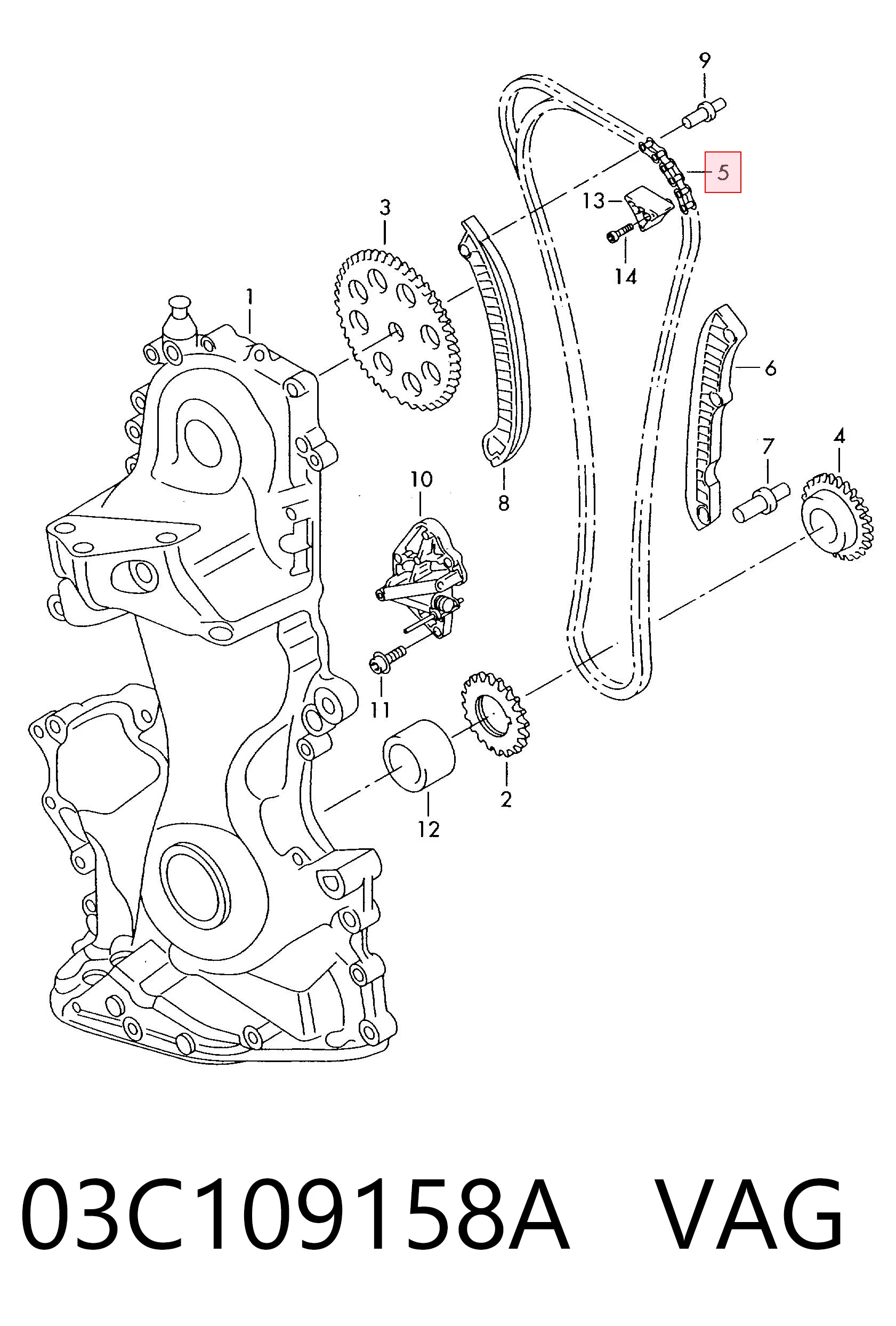 03C109158A VAG Cadena de motor