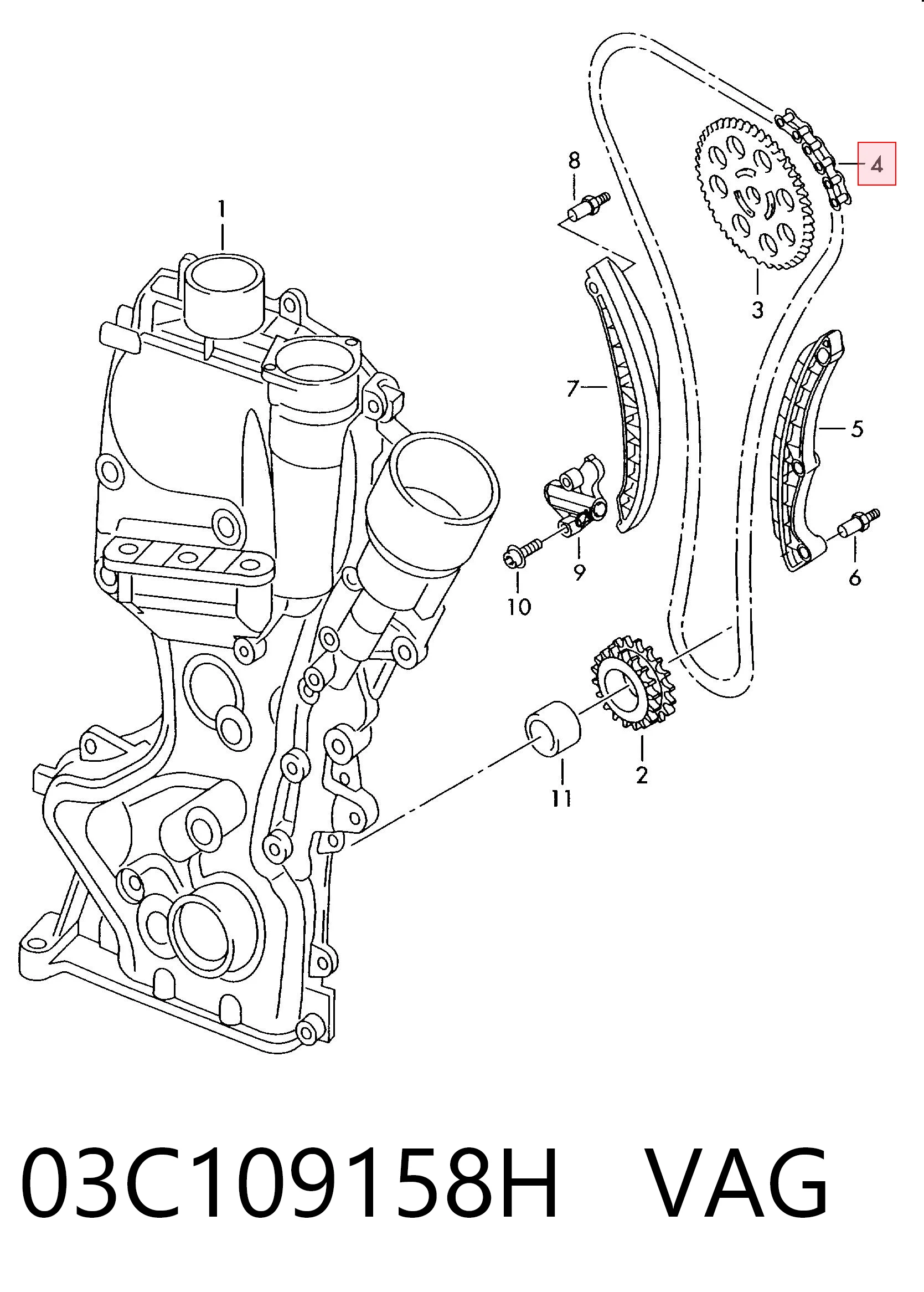 Cadena de distribución VAG 03C109158H precio, desde 57,81 EUR