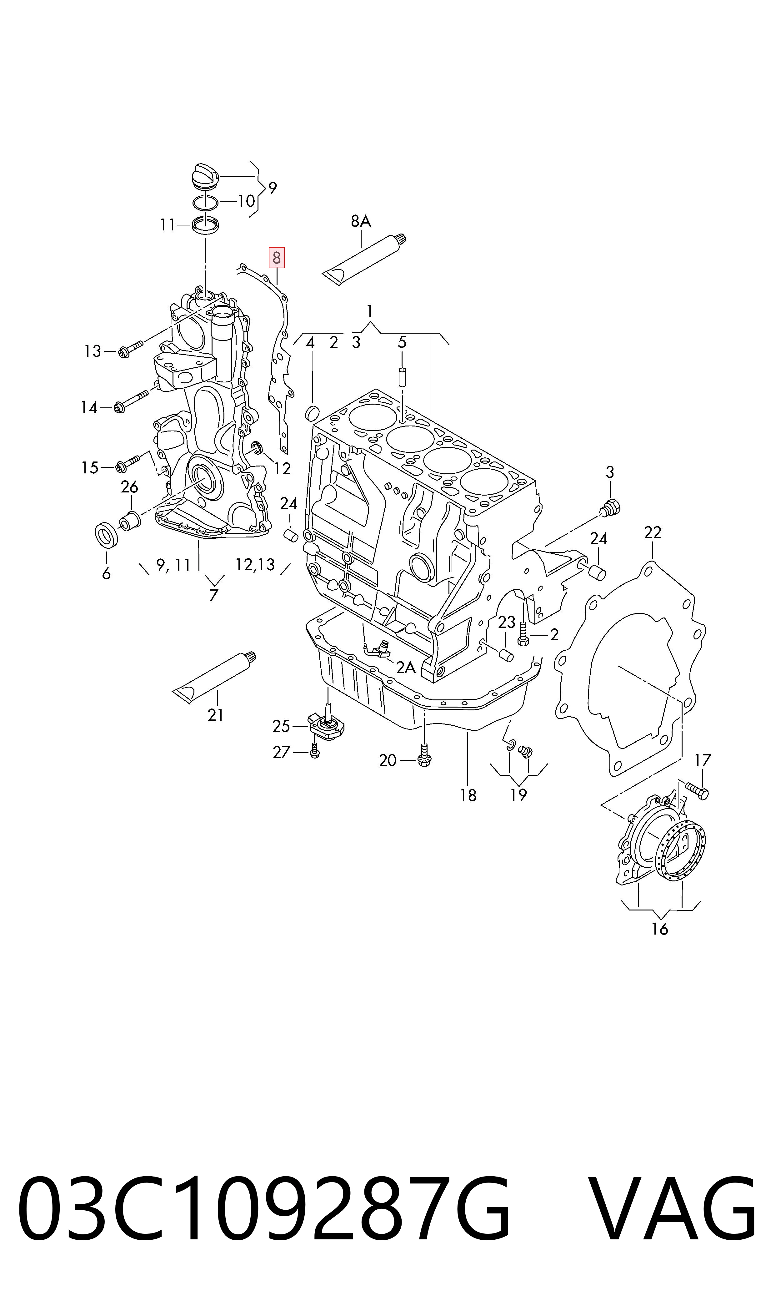 Junta de tapa frontal del motor VAG 03C109287G precio, desde 23,02 EUR