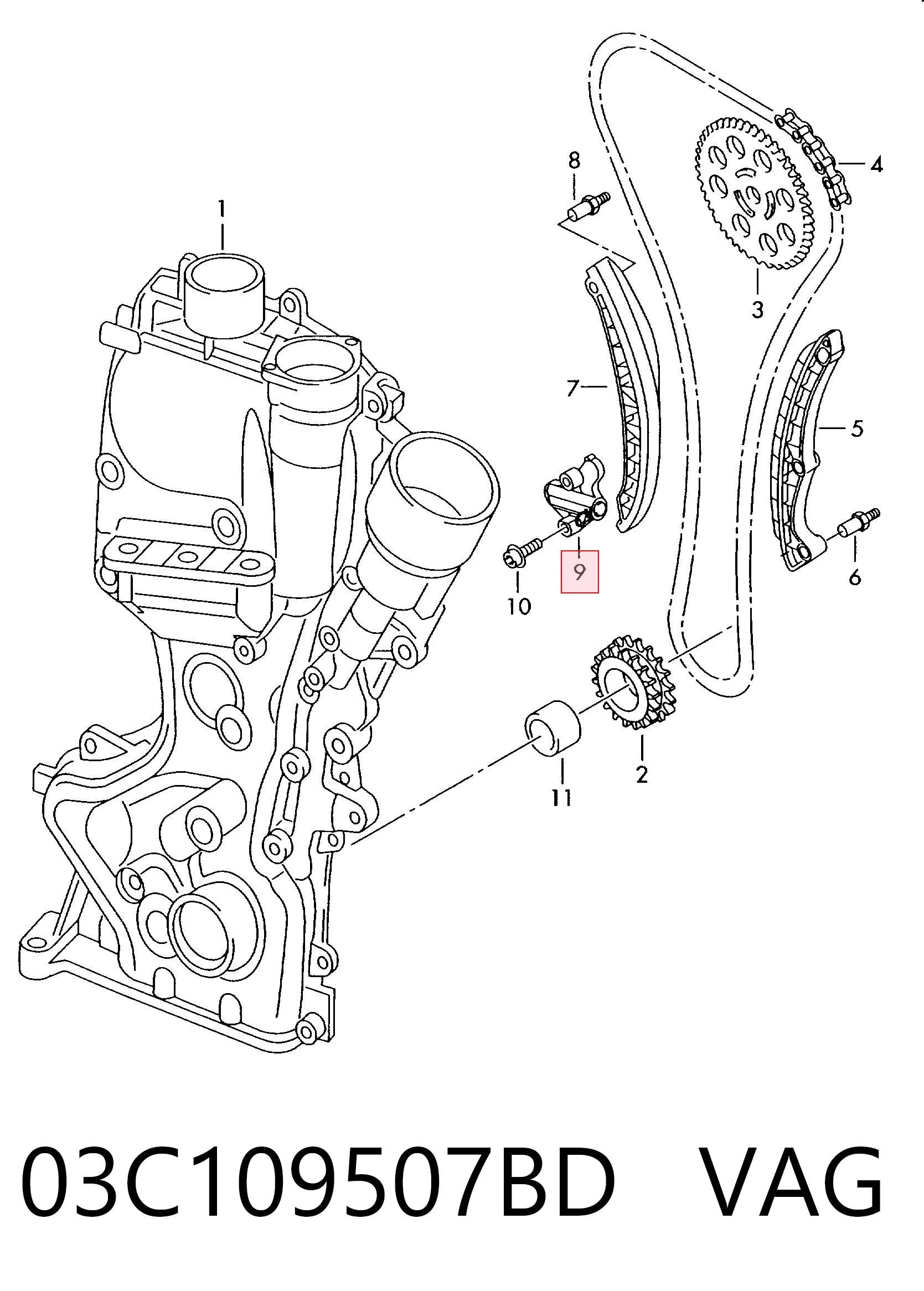 Tensor de cadena de distribución VAG 03C109507BD precio, desde 35,09 EUR