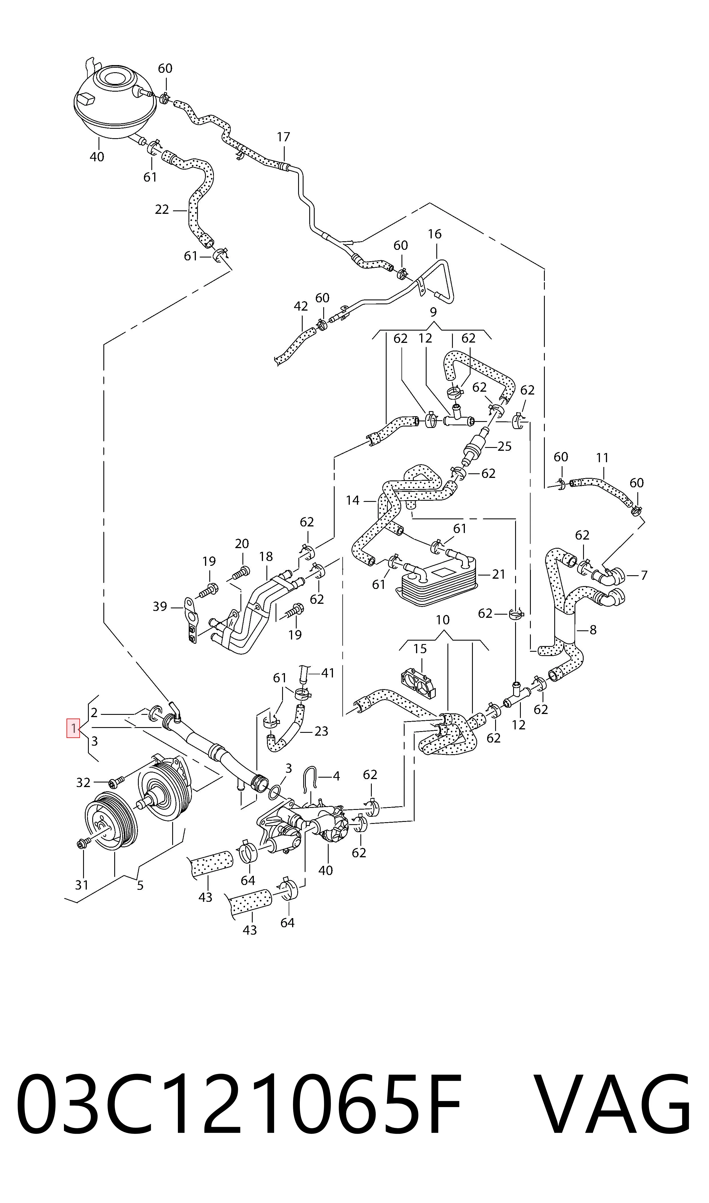 03C121065F VAG Manguera de refrigeración