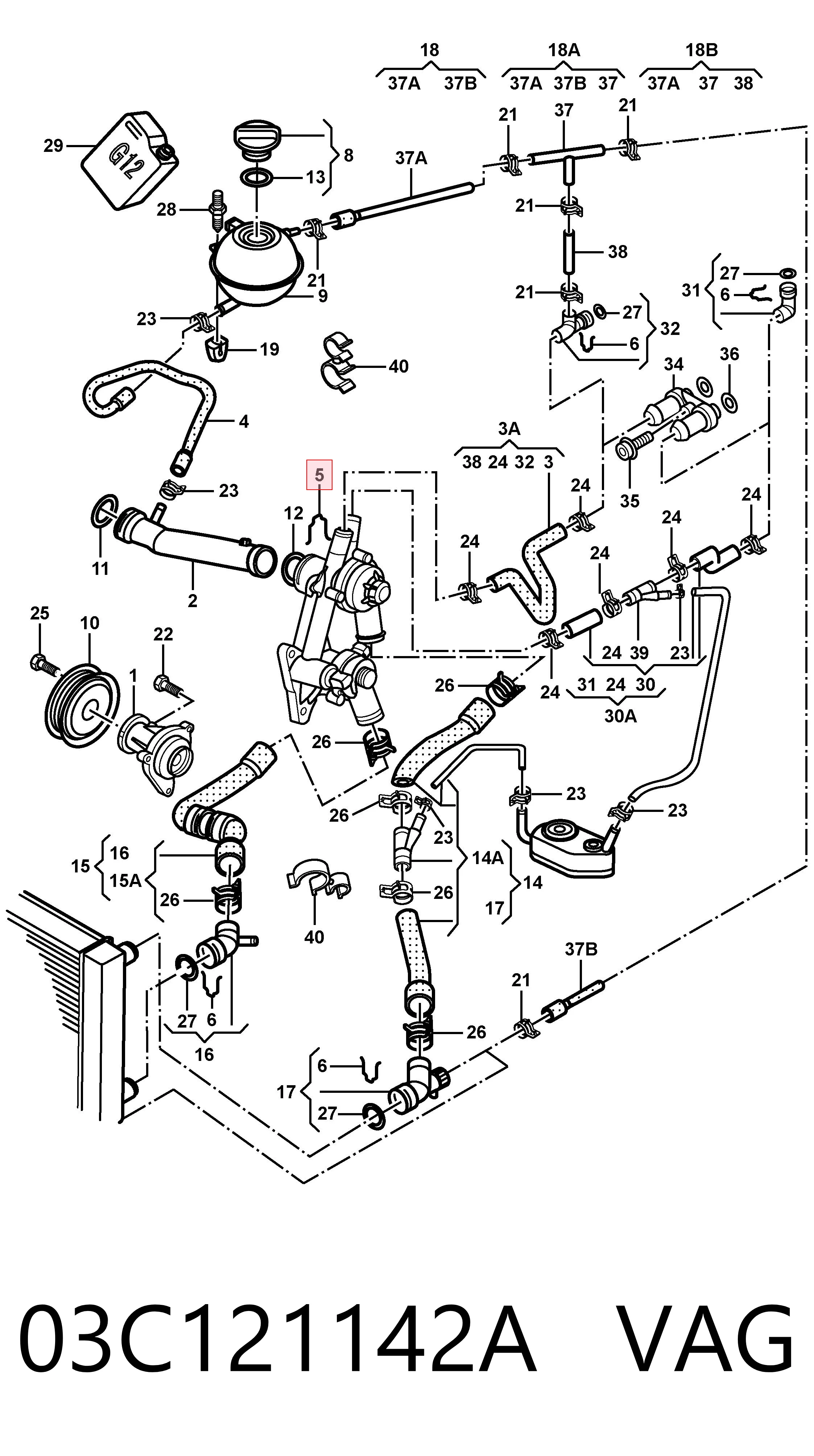 Termostato 03C121142A VAG