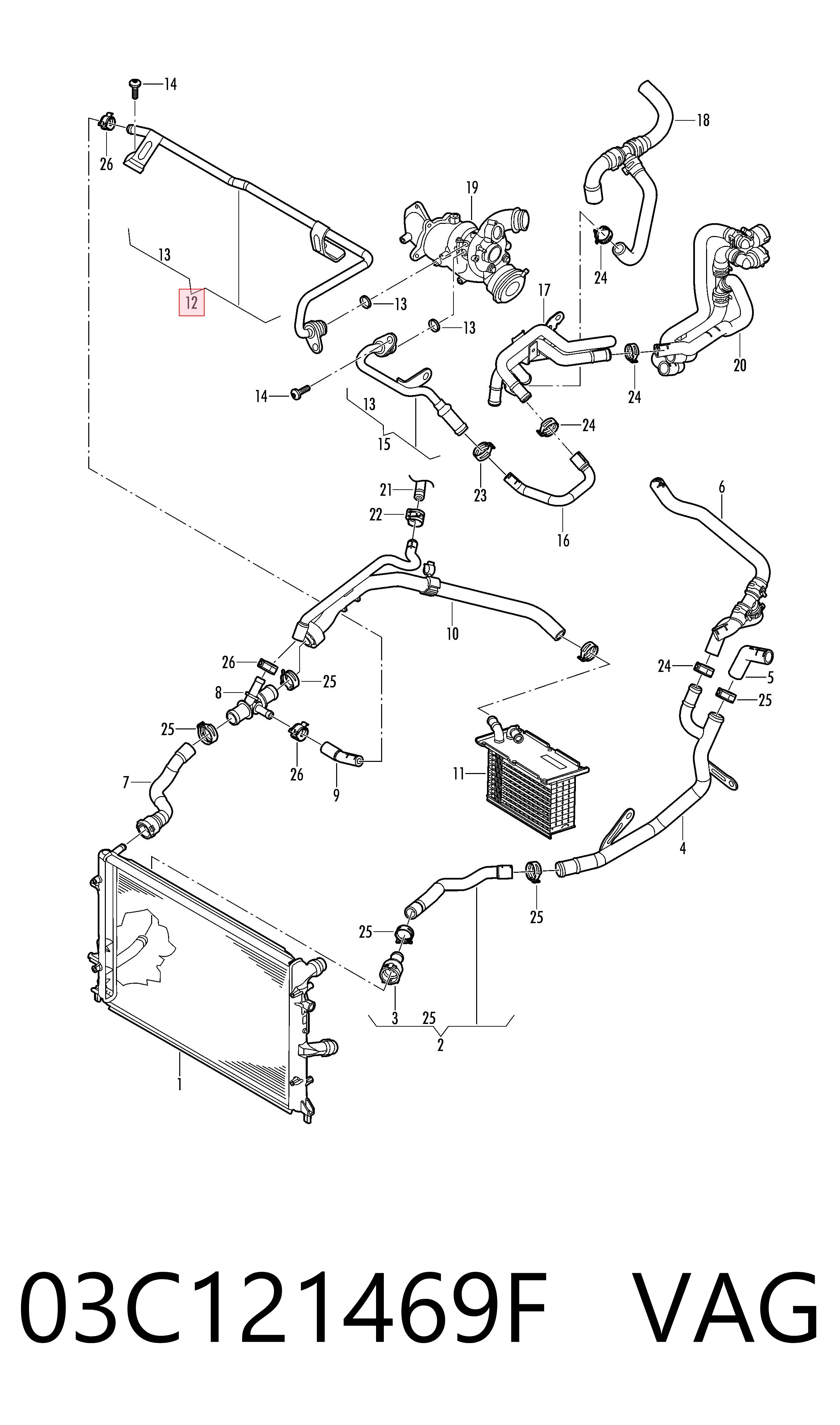 Manguera de retorno de refrigerante del turbocompresor VAG 03C121469F precio, desde 27,09 EUR