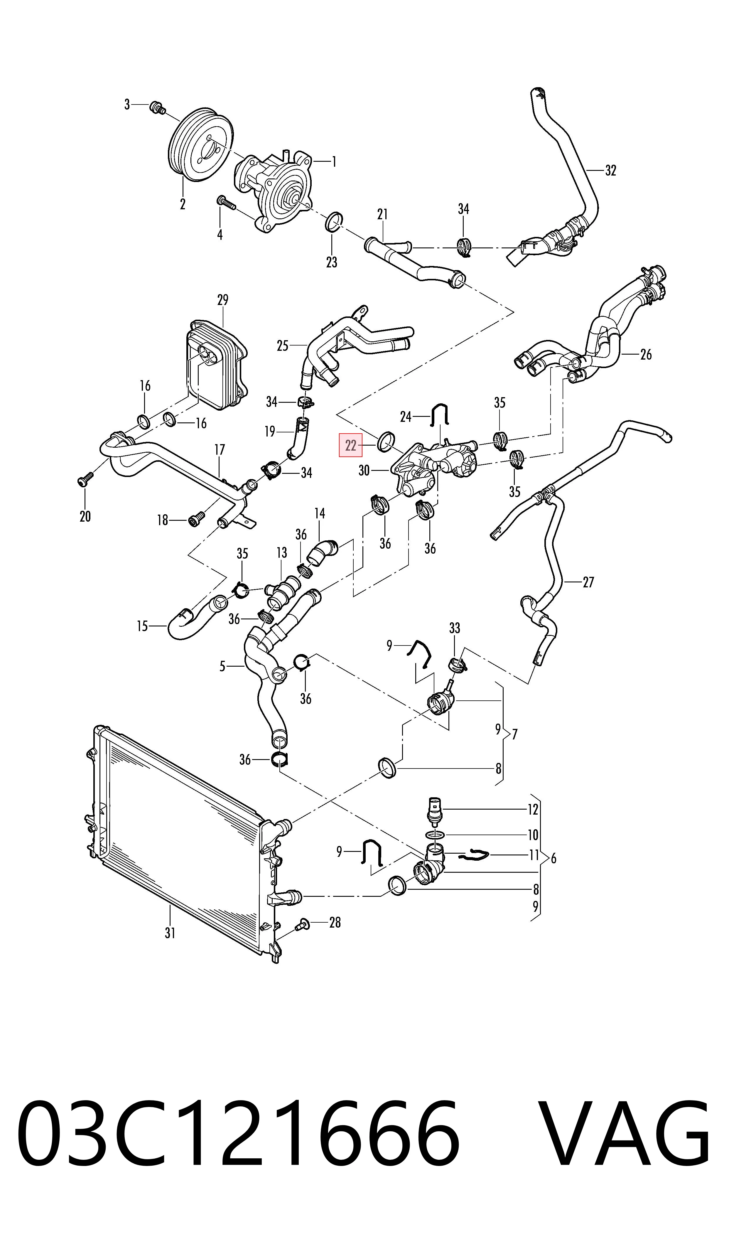 Junta de brida del sistema de refrigeración VAG 03C121666 precio, desde 1,87 EUR