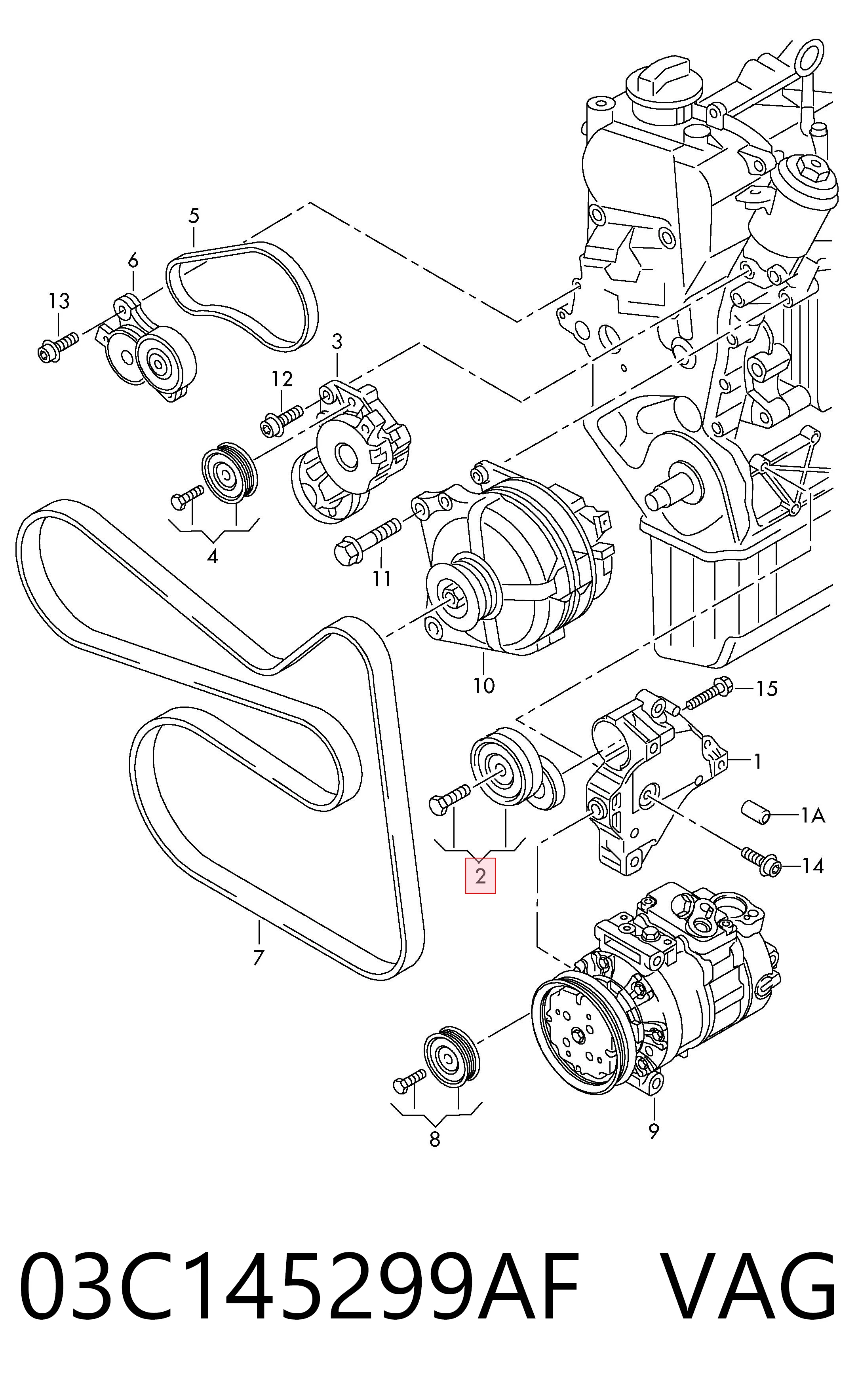 Comprar 03C145299AF VAG Tensor de correa poli V 