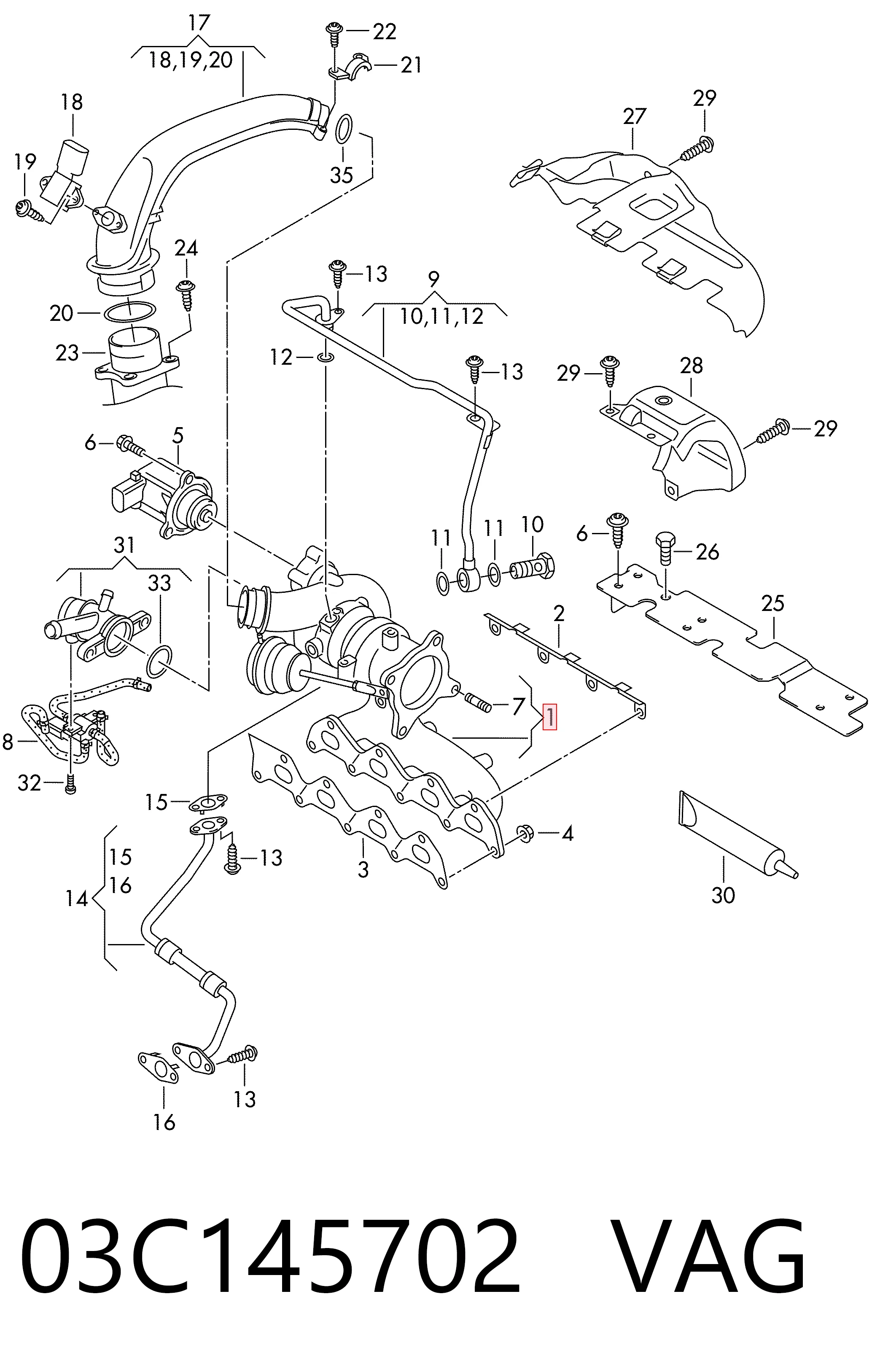 03C145702 VAG Turbo para motor