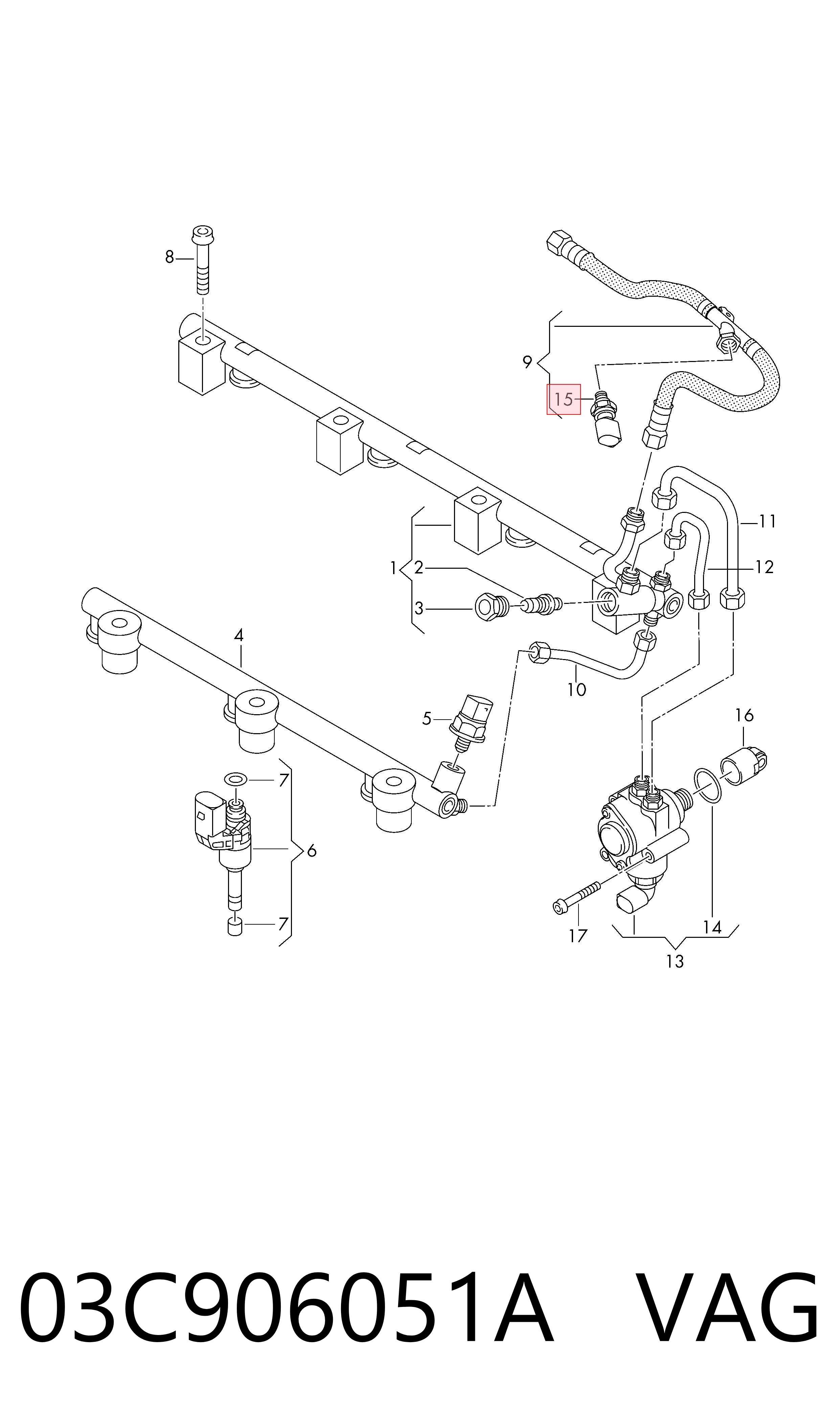 03C906051A VAG Sensor de presión de combustible