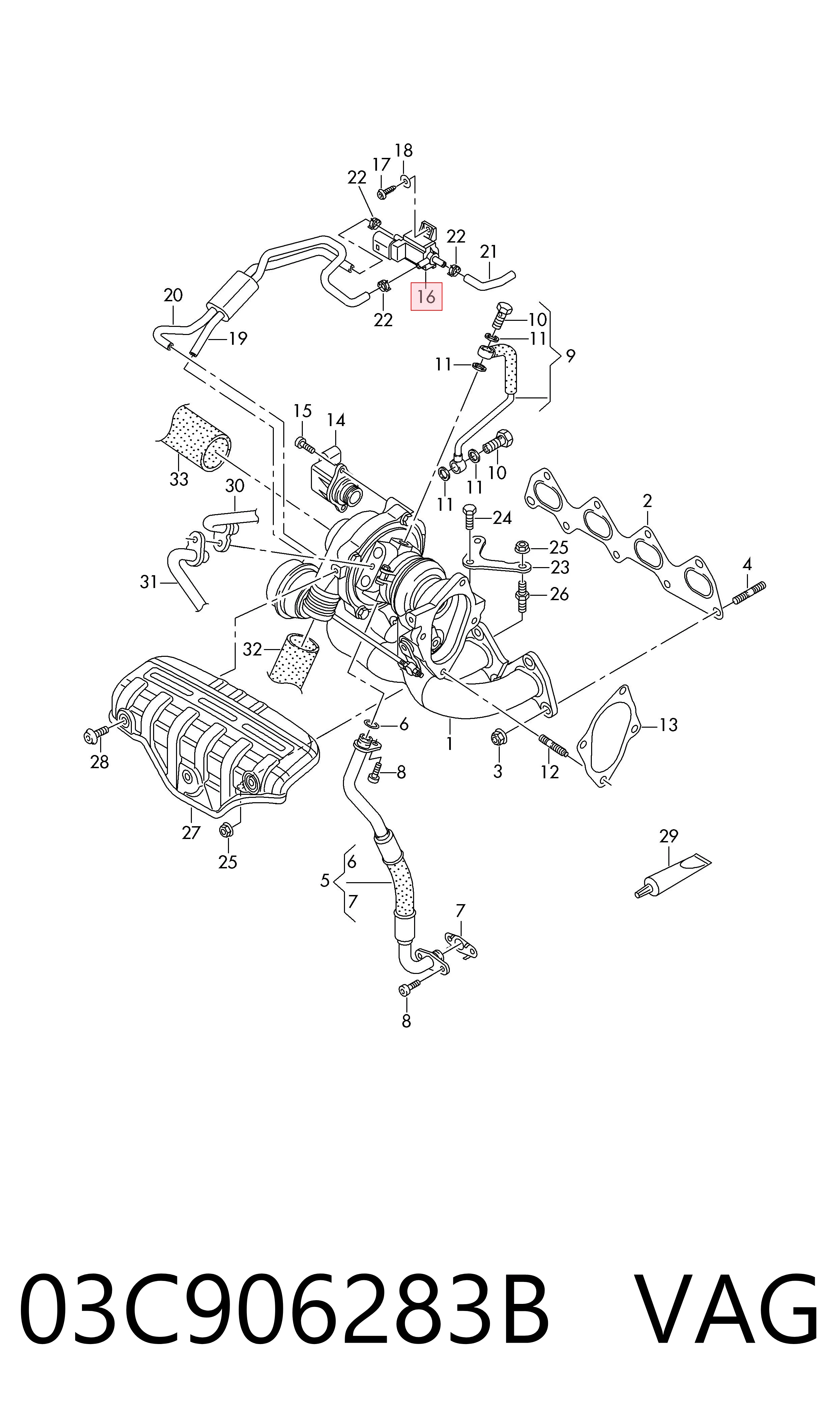 03C906283B VAG Válvula solenoide de control de presión de sobrealimentación