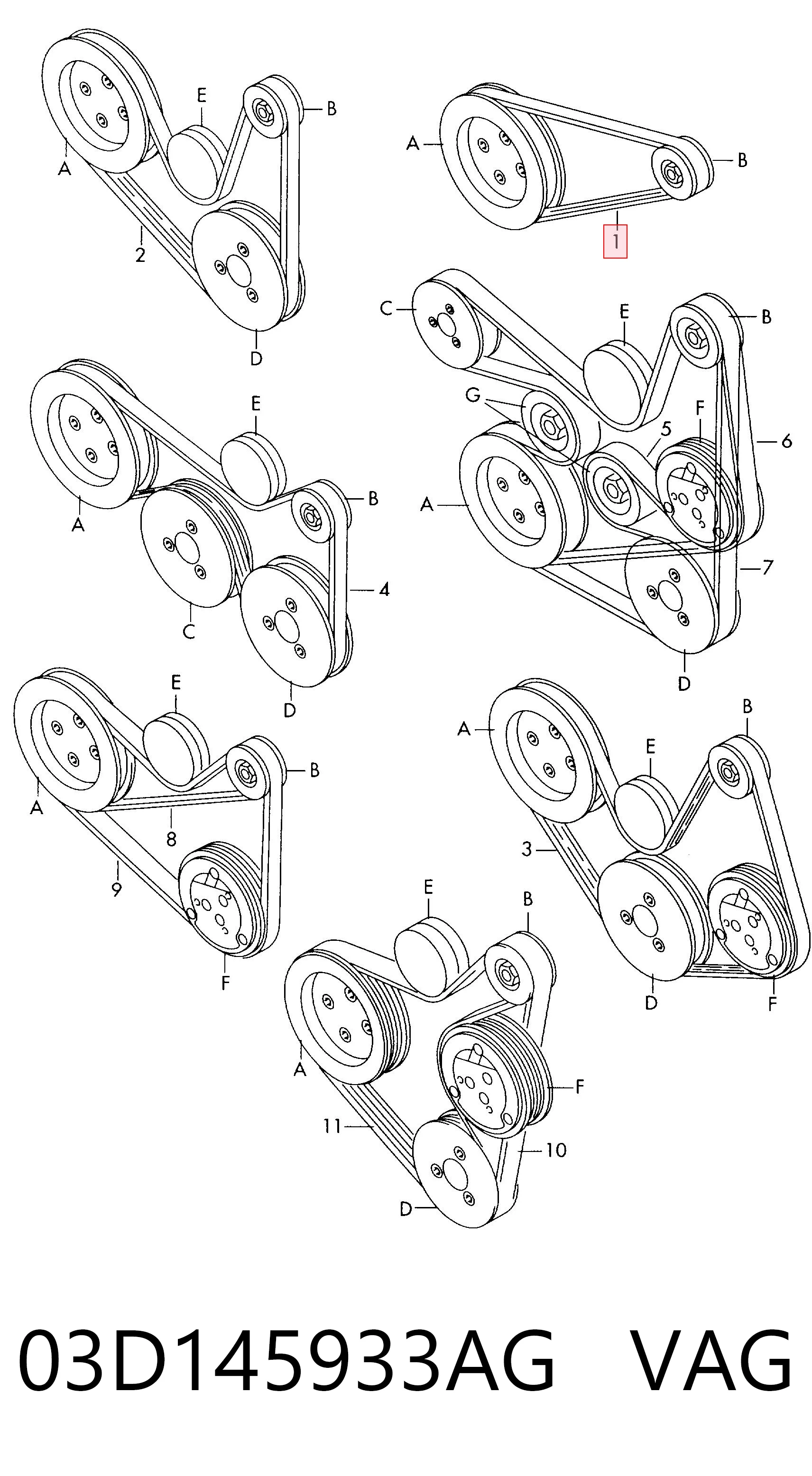 03D145933AG VAG Correa poly v