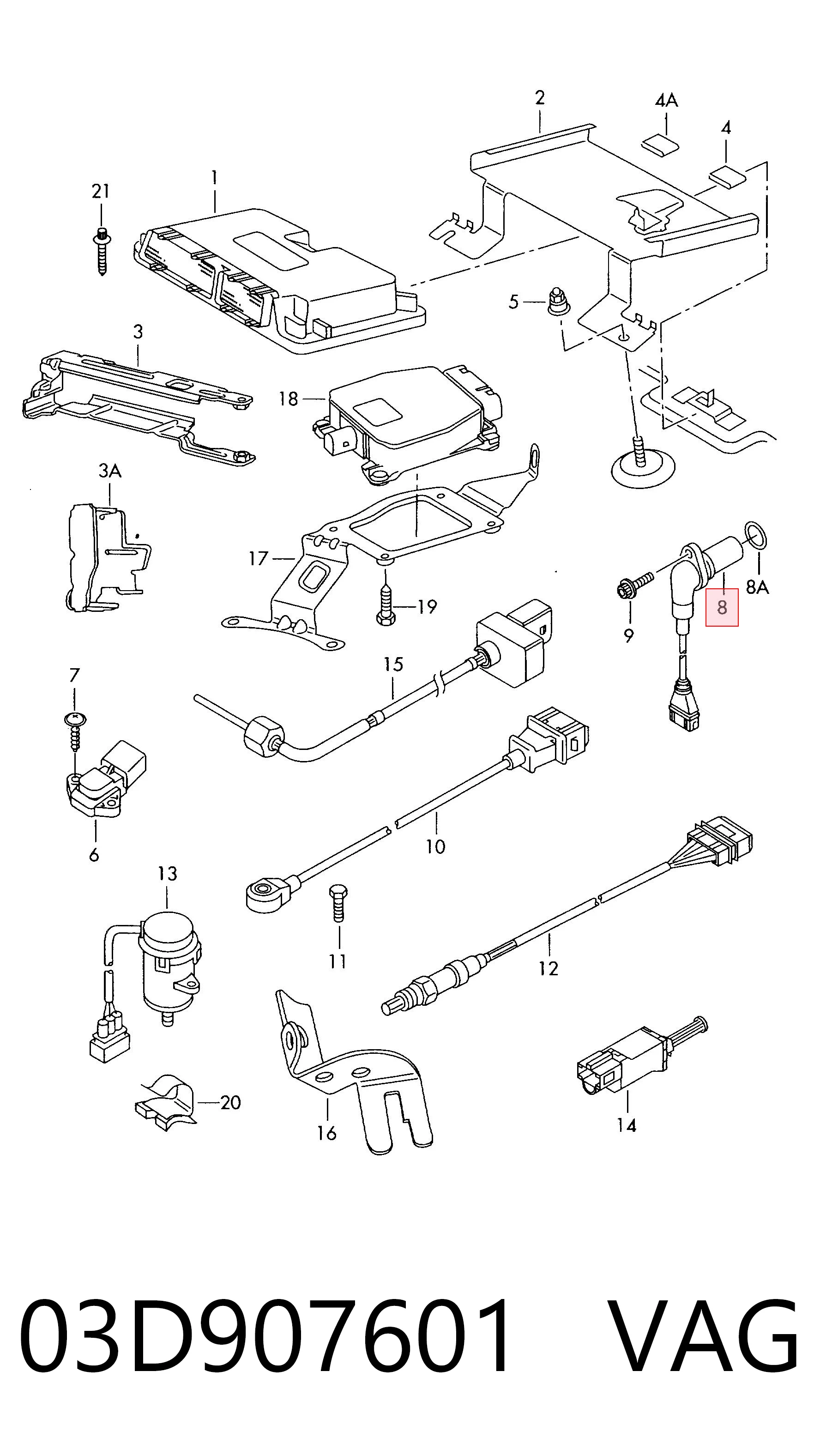 03D907601 VAG Sensor posición arbol de levas