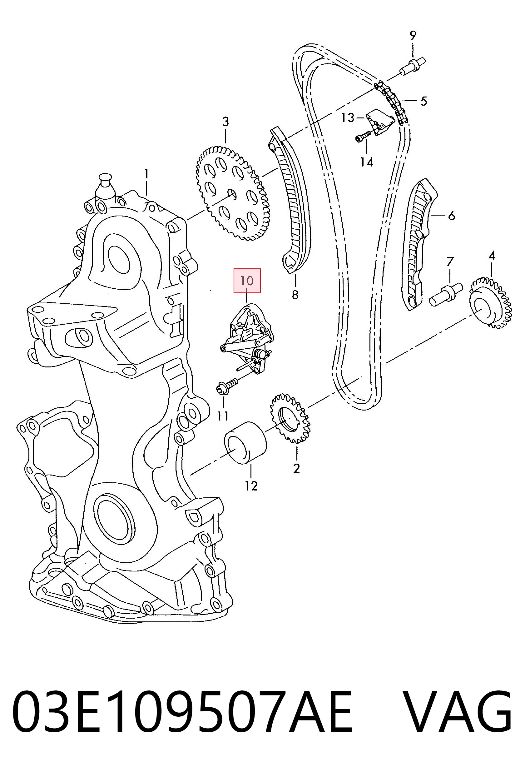 03E109507AE VAG Tensor de cadena de distribución