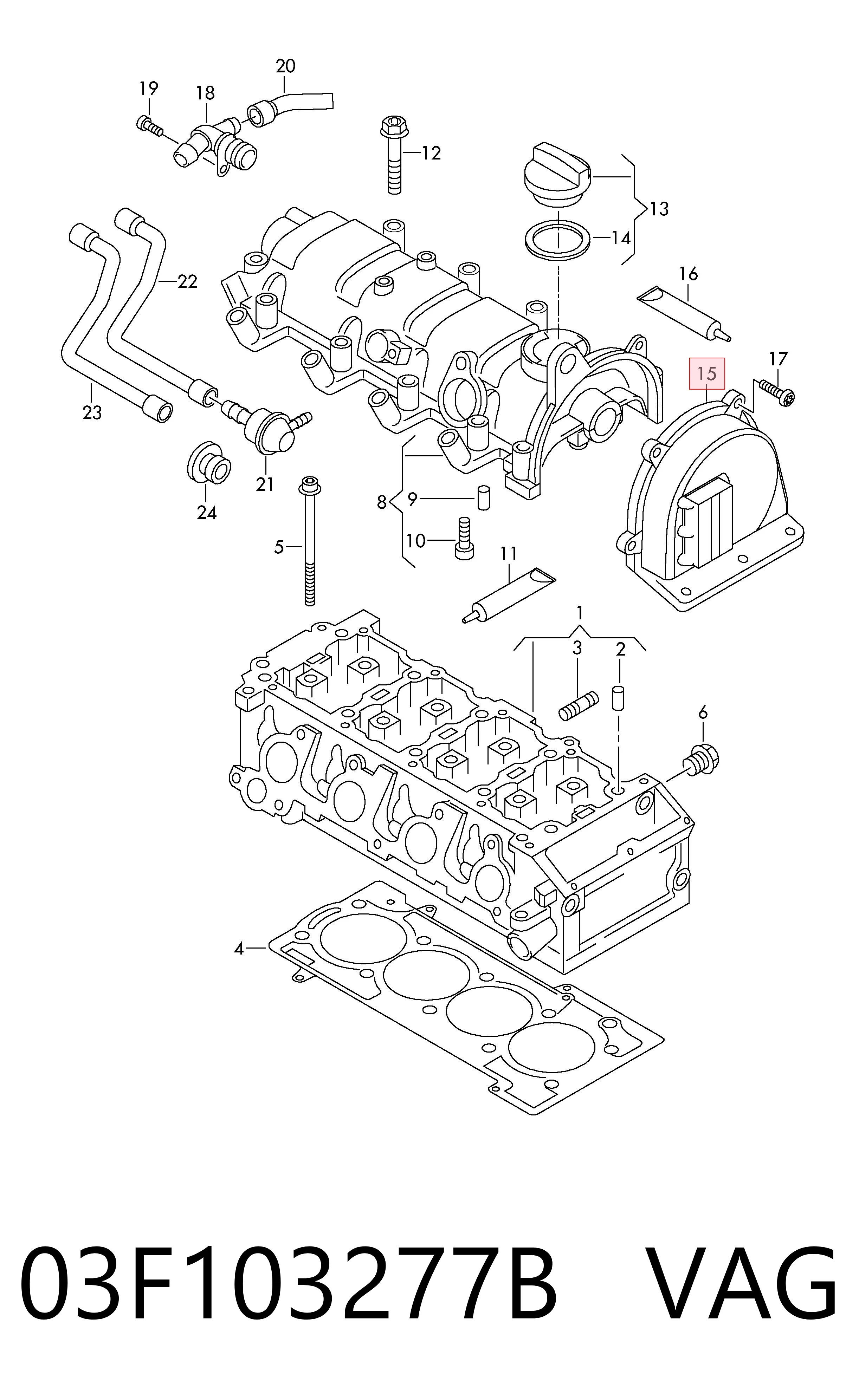 Tapa superior del bloque de cilindros VAG 03F103277B