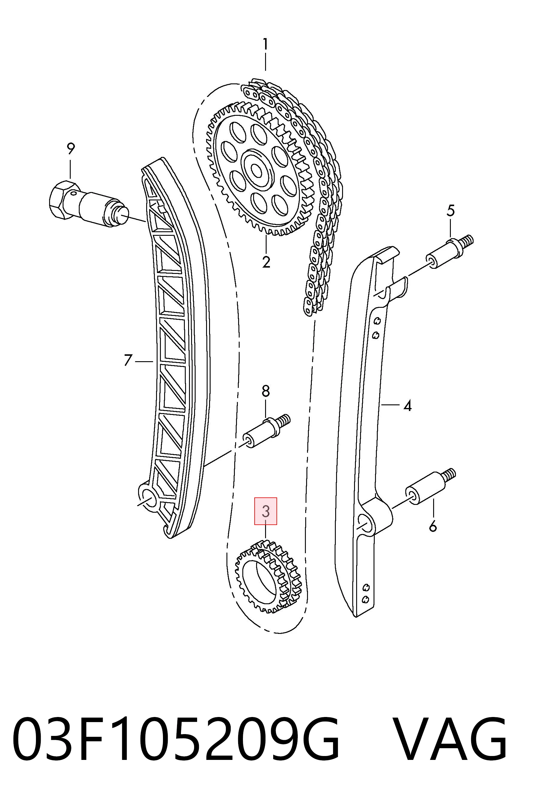 03F105209G VAG Piñón del cigüeñal 