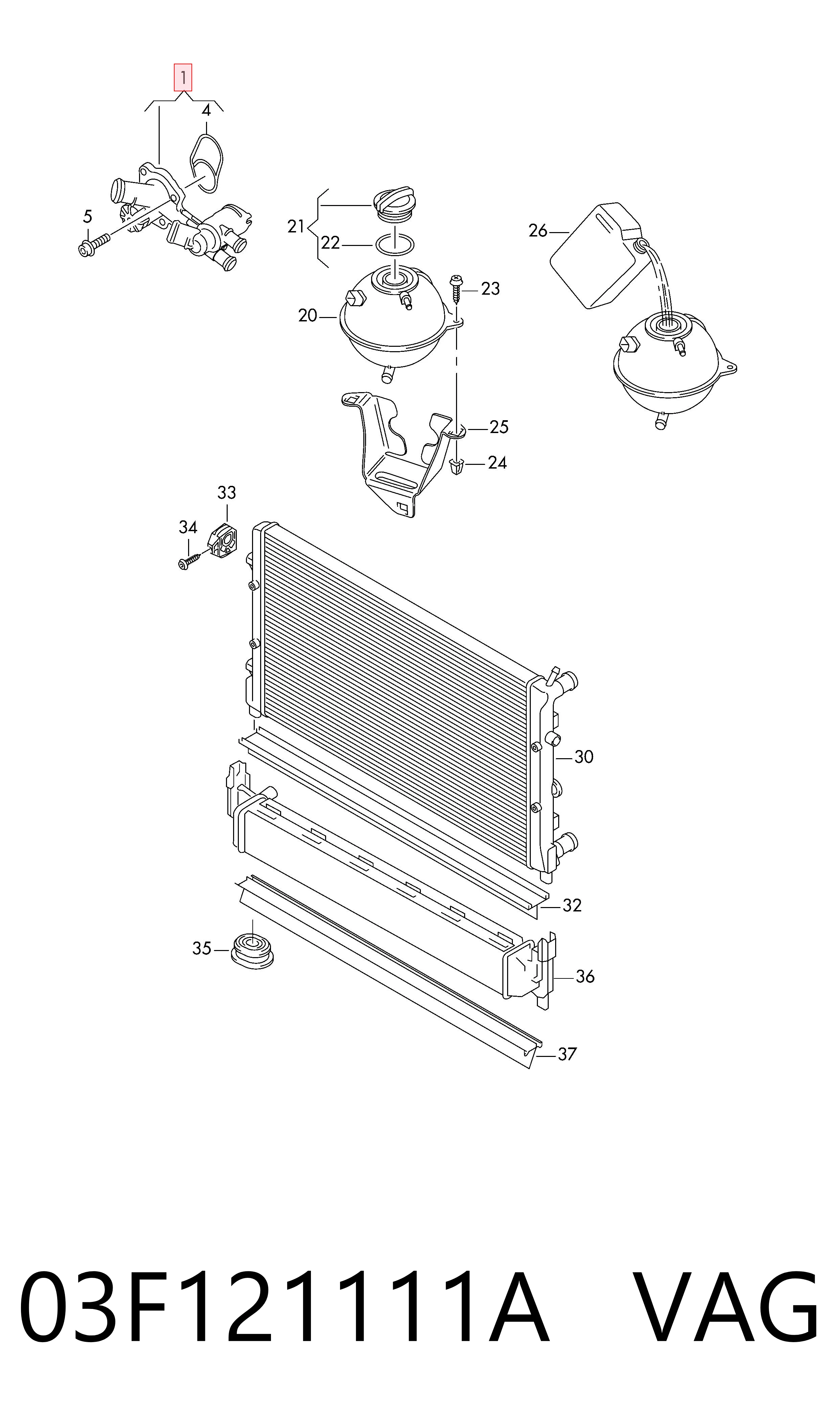 03F121111A VAG Caja del termostato
