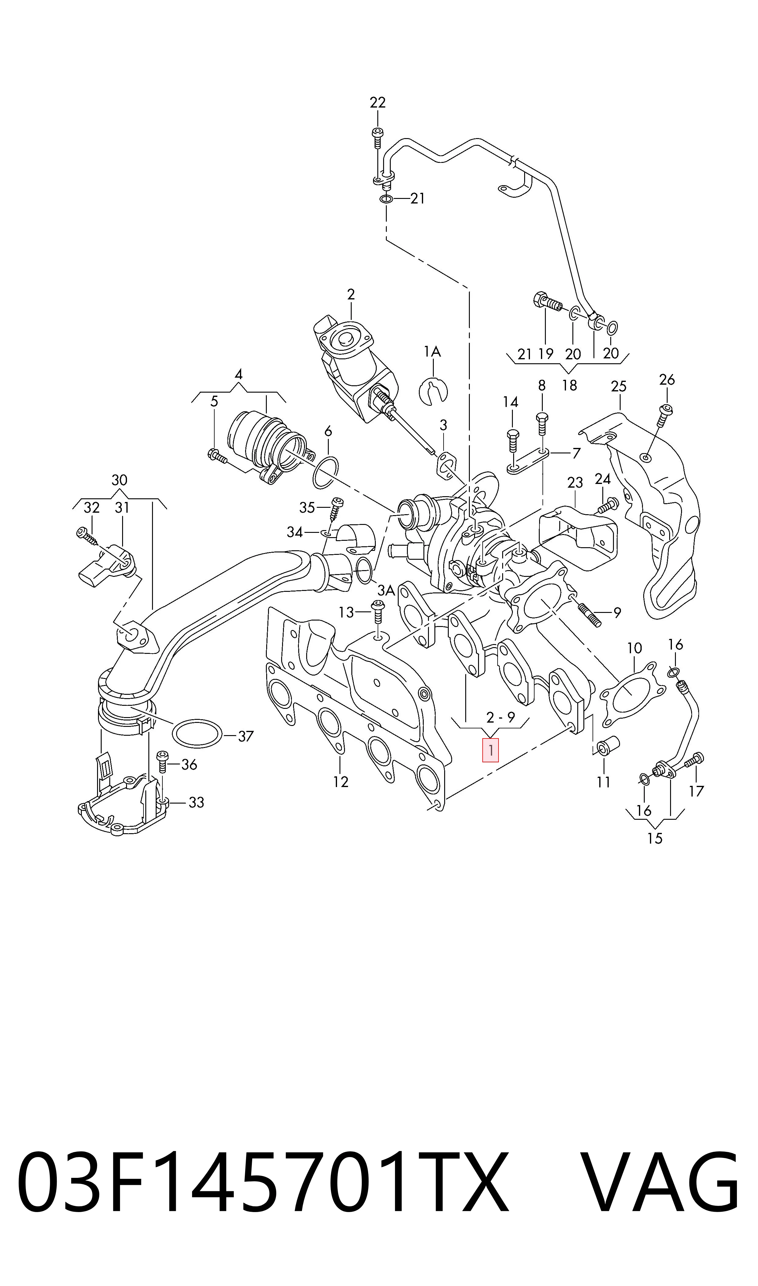 03F145701TX VAG Turbo para motor