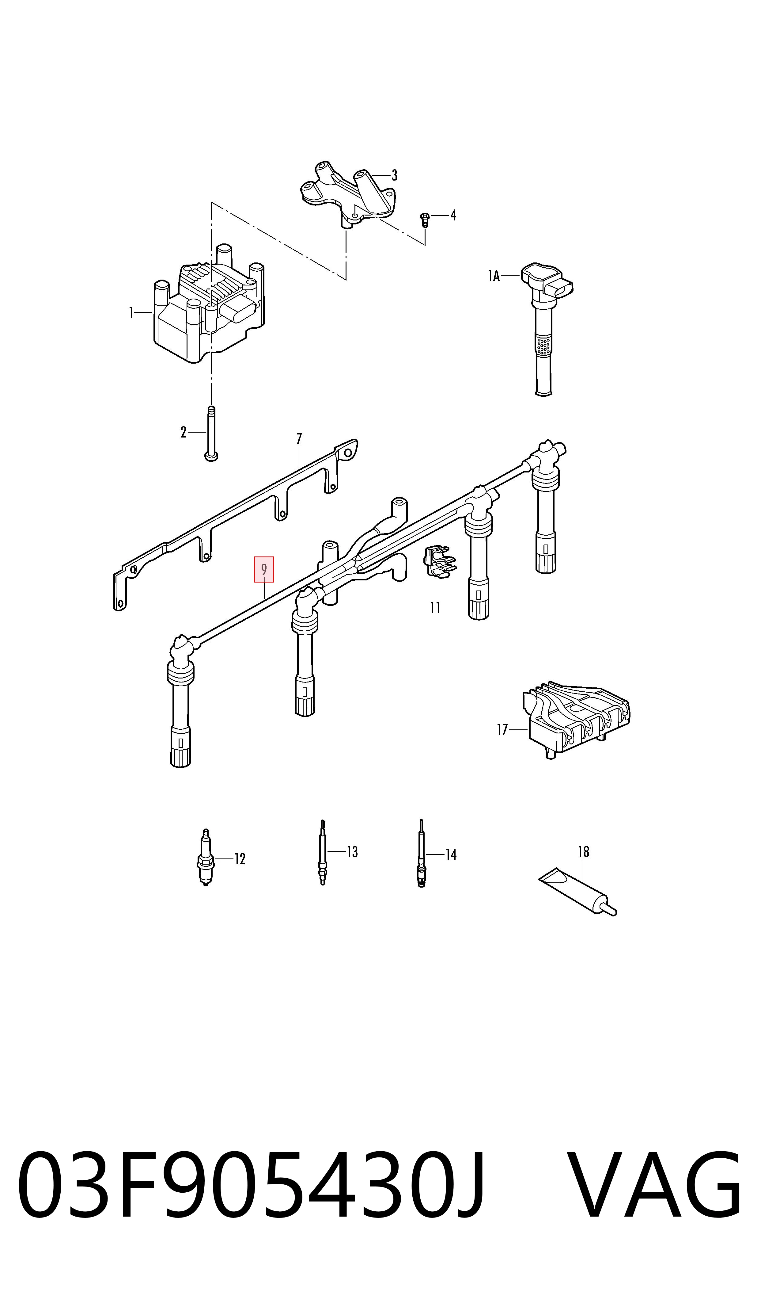 03F905430J VAG Cables de alta tensión, juego