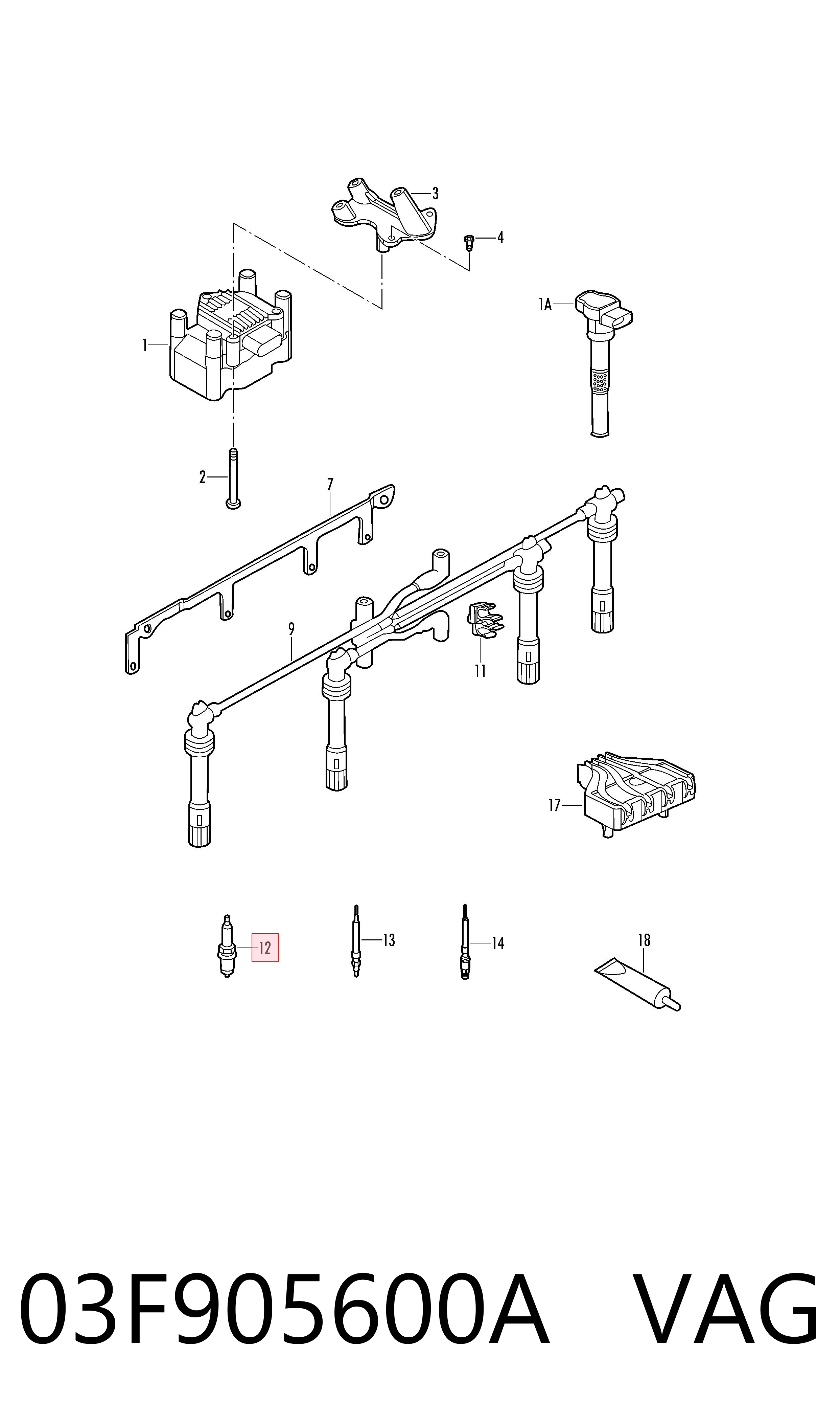 03F905600A VAG Bujía de ignición