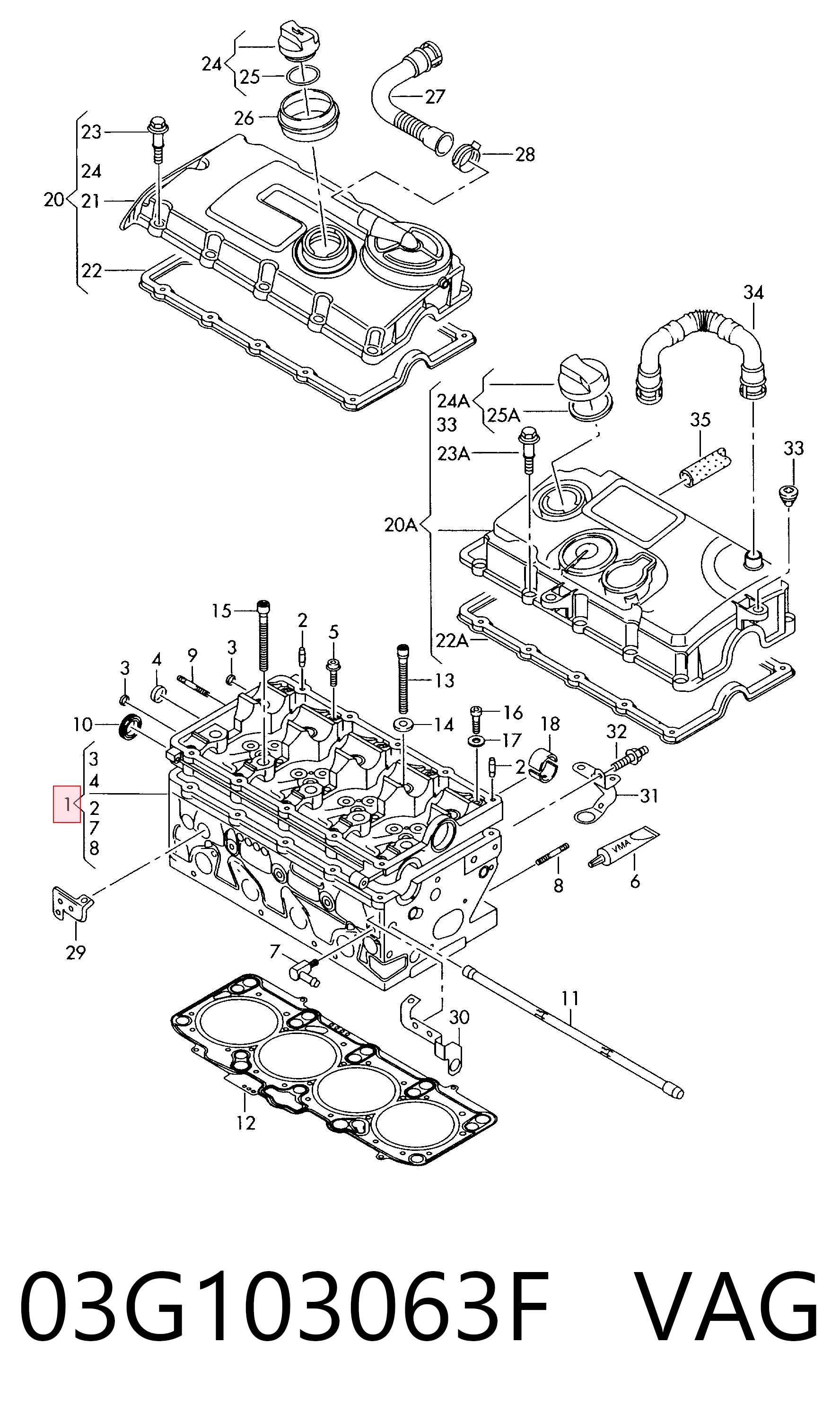 03G103063F VAG Cabeza del motor