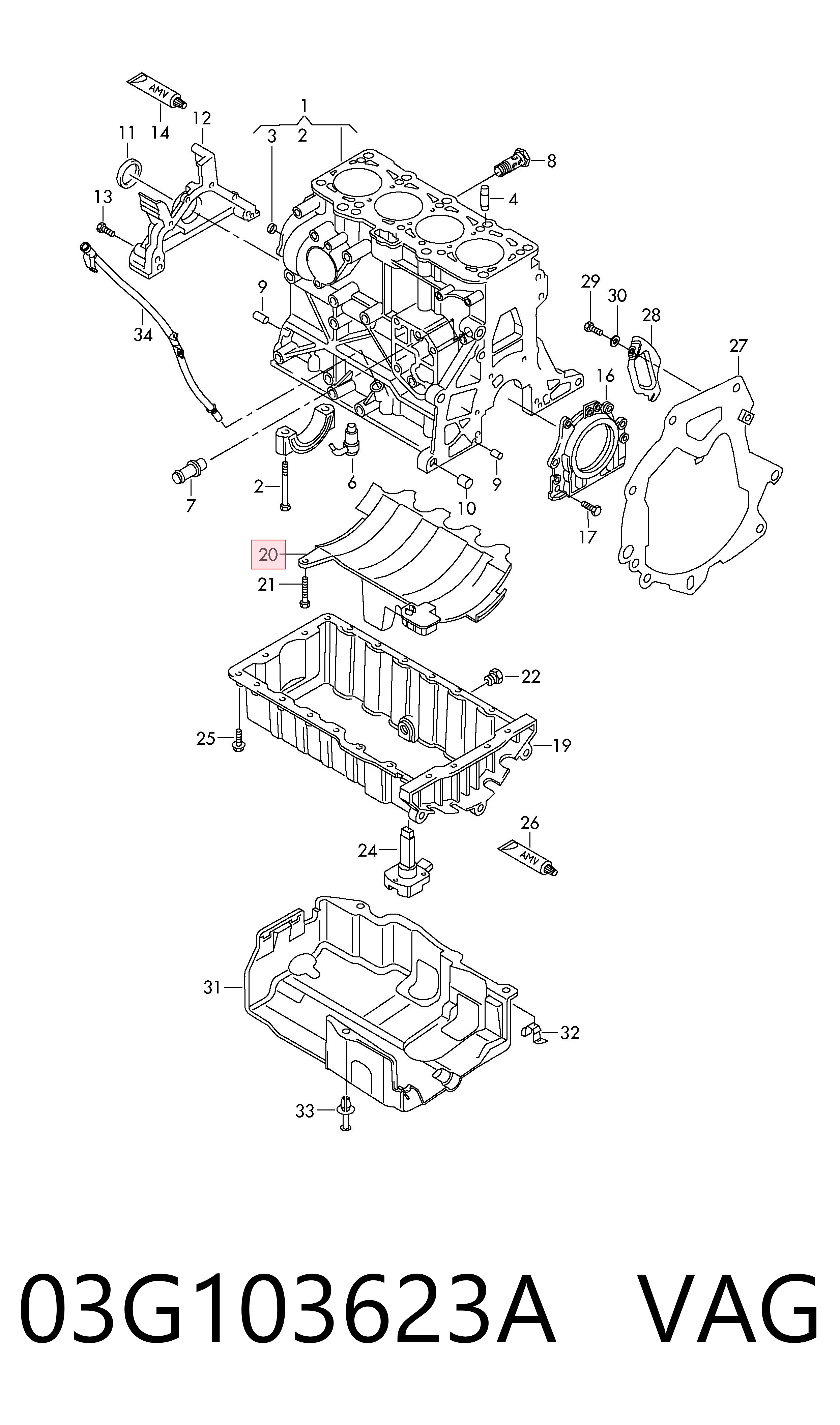 03G103623A VAG Deflector de aceite del cárter del motor