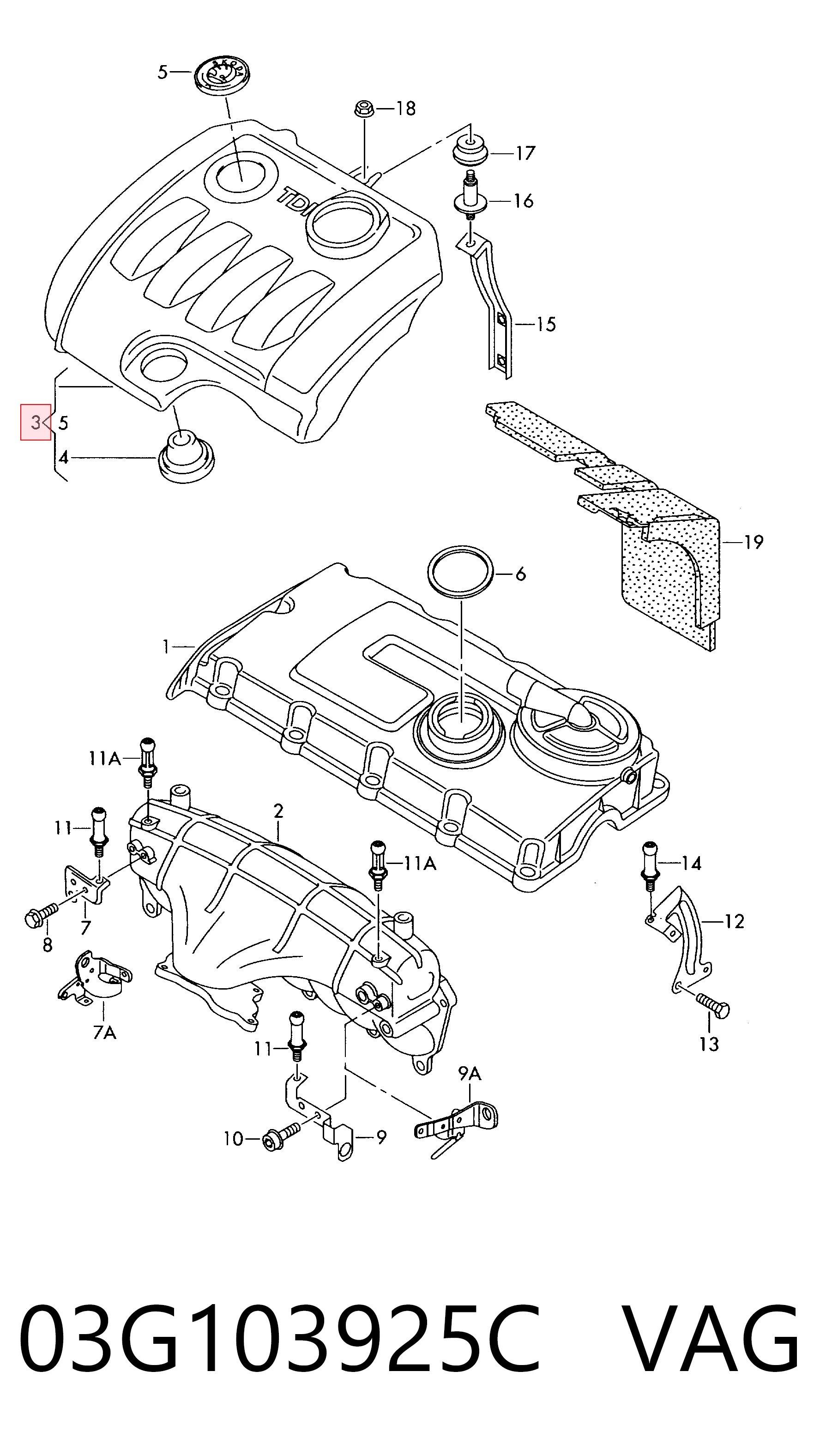 Tapa del motor decorativa para Skoda Octavia II A5 1Z3